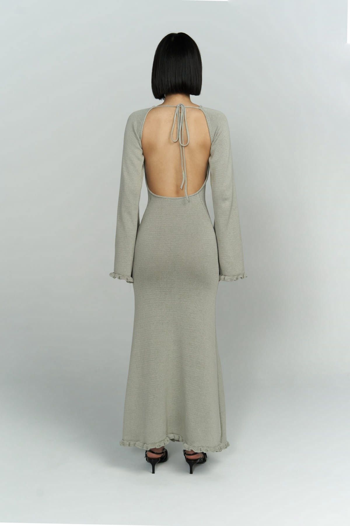 Angela Back Décollette Gray Knitwear Dress