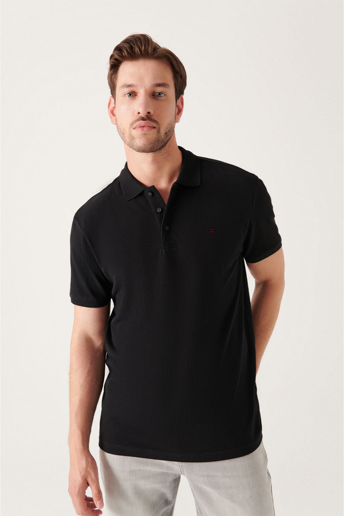 Men's black 100 %cotton cool, Polo Yaka T-shirt E001004