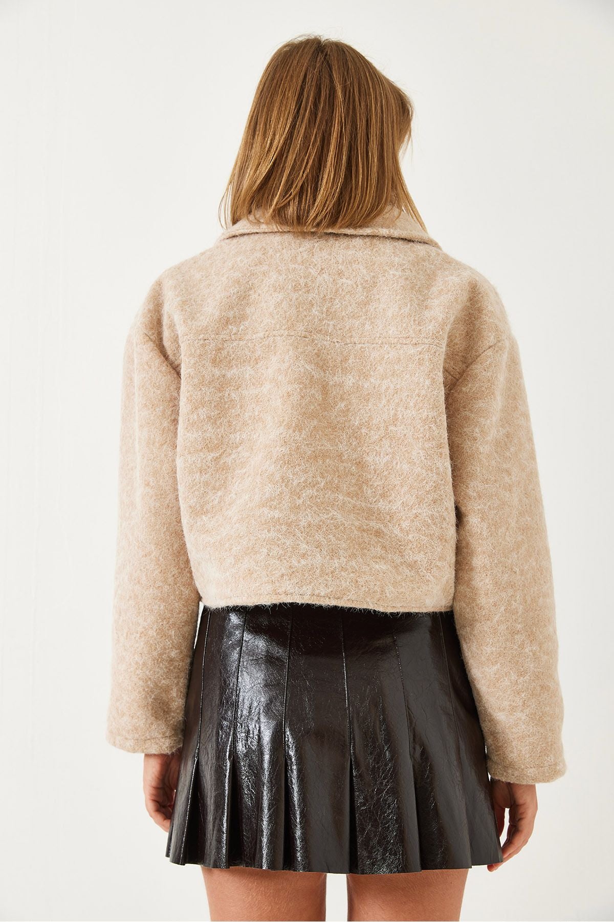 Female Double Pocket Crop Stamp Jacket 2638 602611101