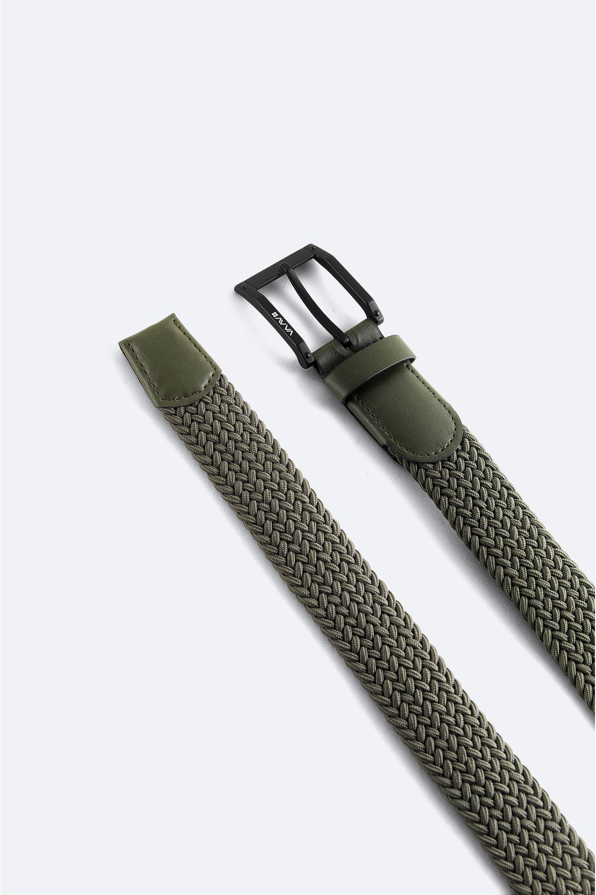 Male Khaki 100 %Leather Knitting Belt A41y9320