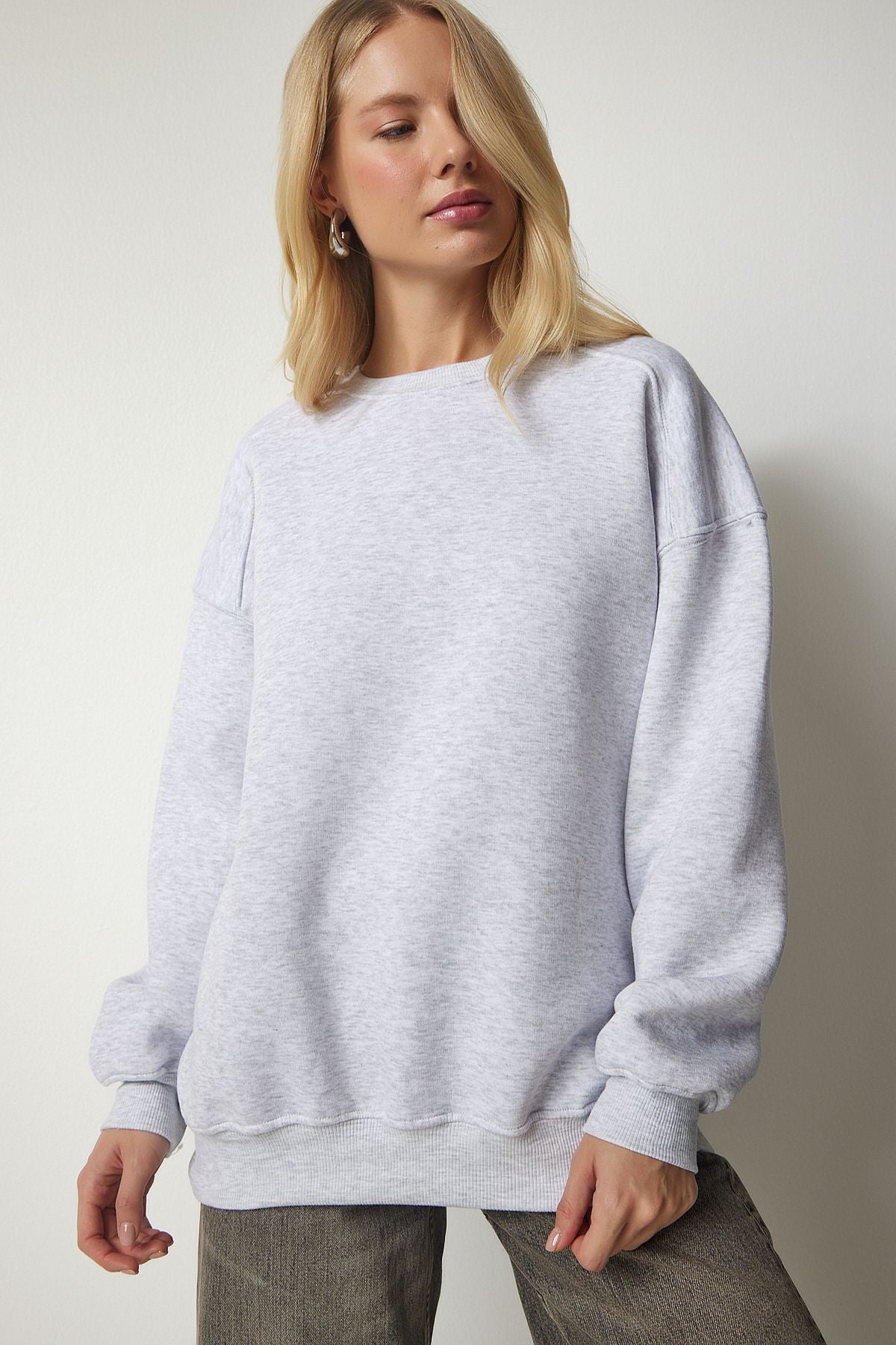 Woman Gray Melange Sweatshirt Mc00232