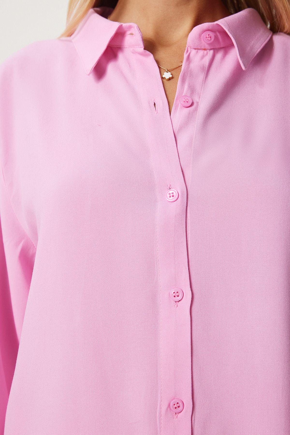 Woman pink comfortable mold viscose shirt to00153