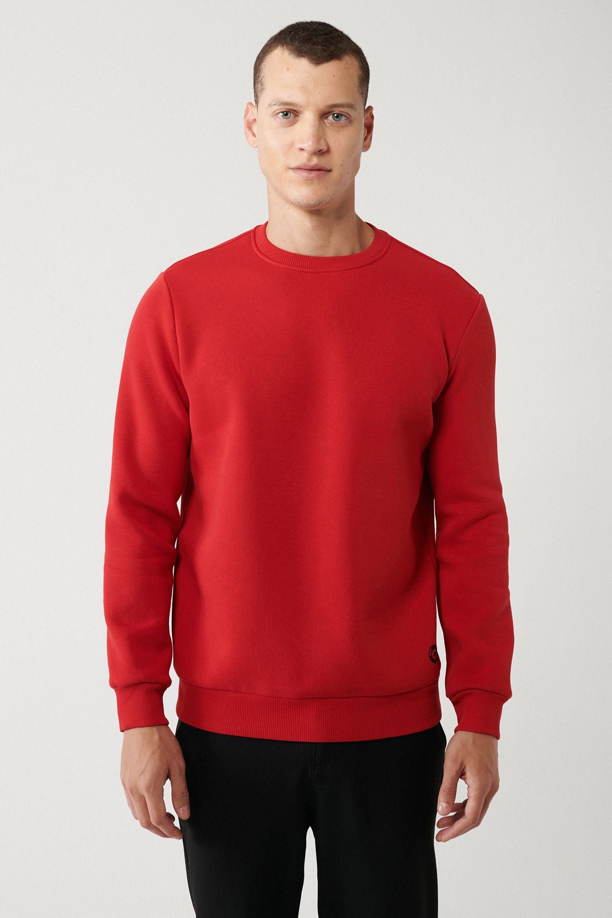 Men's Red Unisex Sweatshirt Bicycle Collar Frars 3 IP Cotton Regular Fit E001017