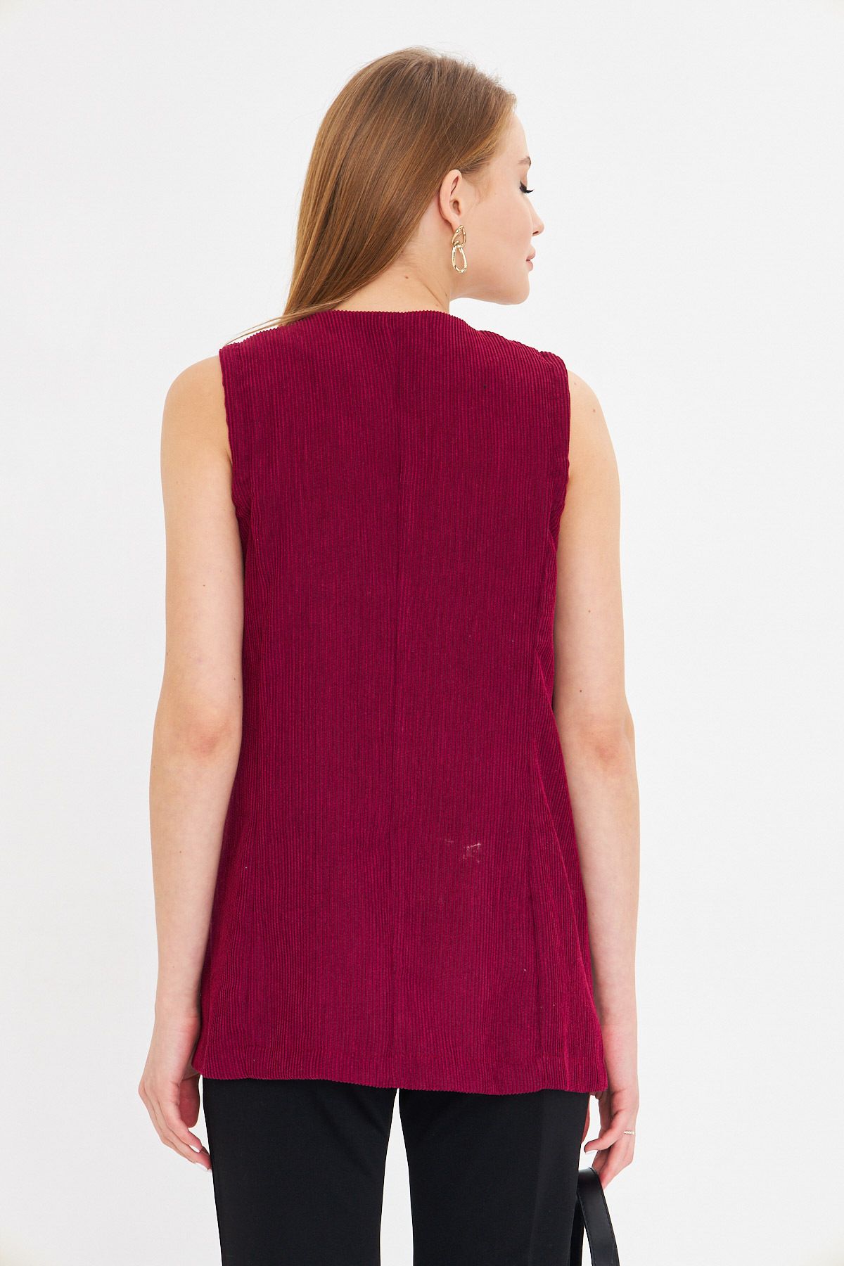 WOMEN'S PUBLIC V-neck Single button Oversizle Thick Wick Velvet Vest Arm-25k001016
