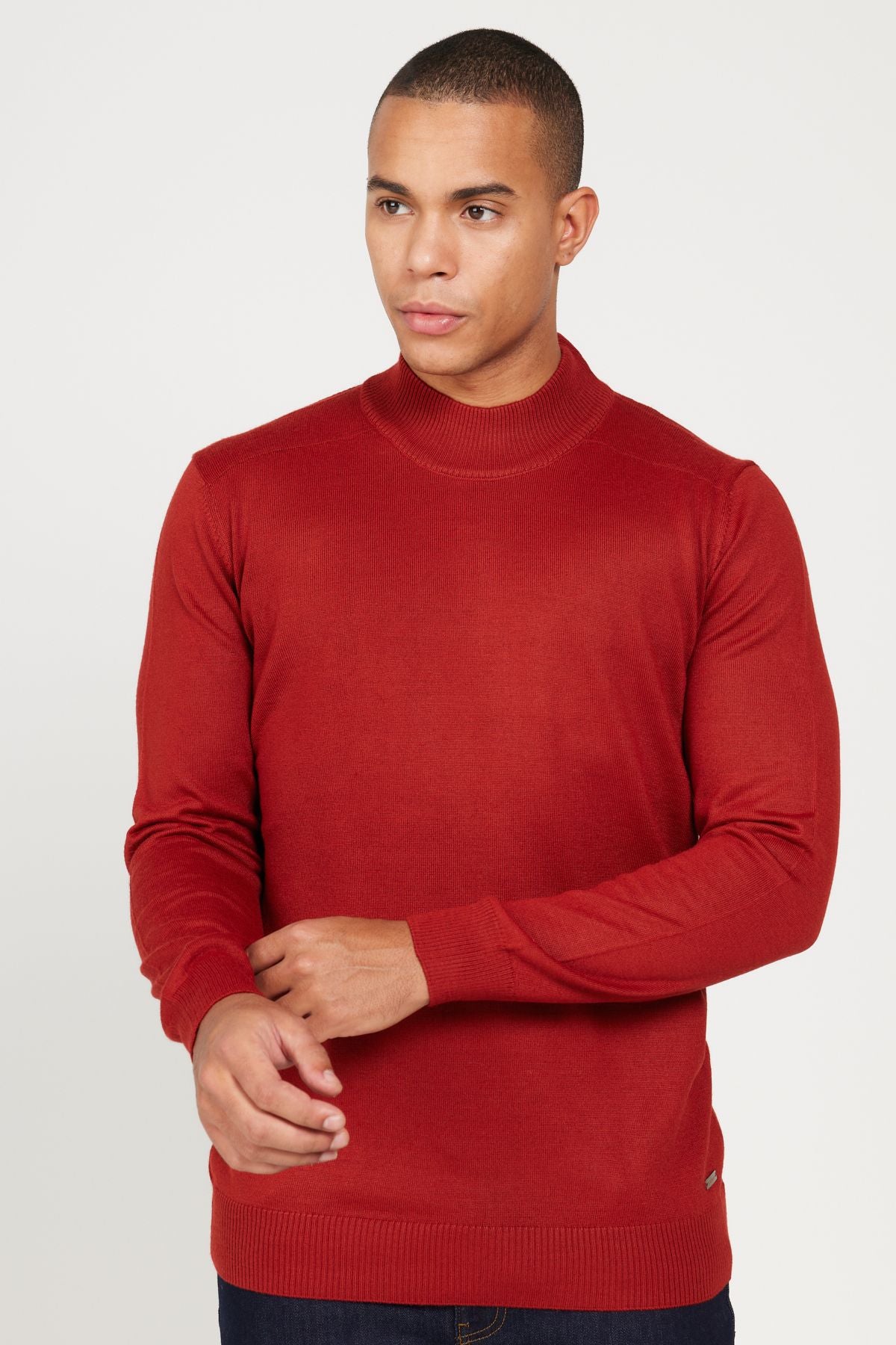 Men's Tile Standard Fit Normal Cut HALF FISHER YAKA KNIT