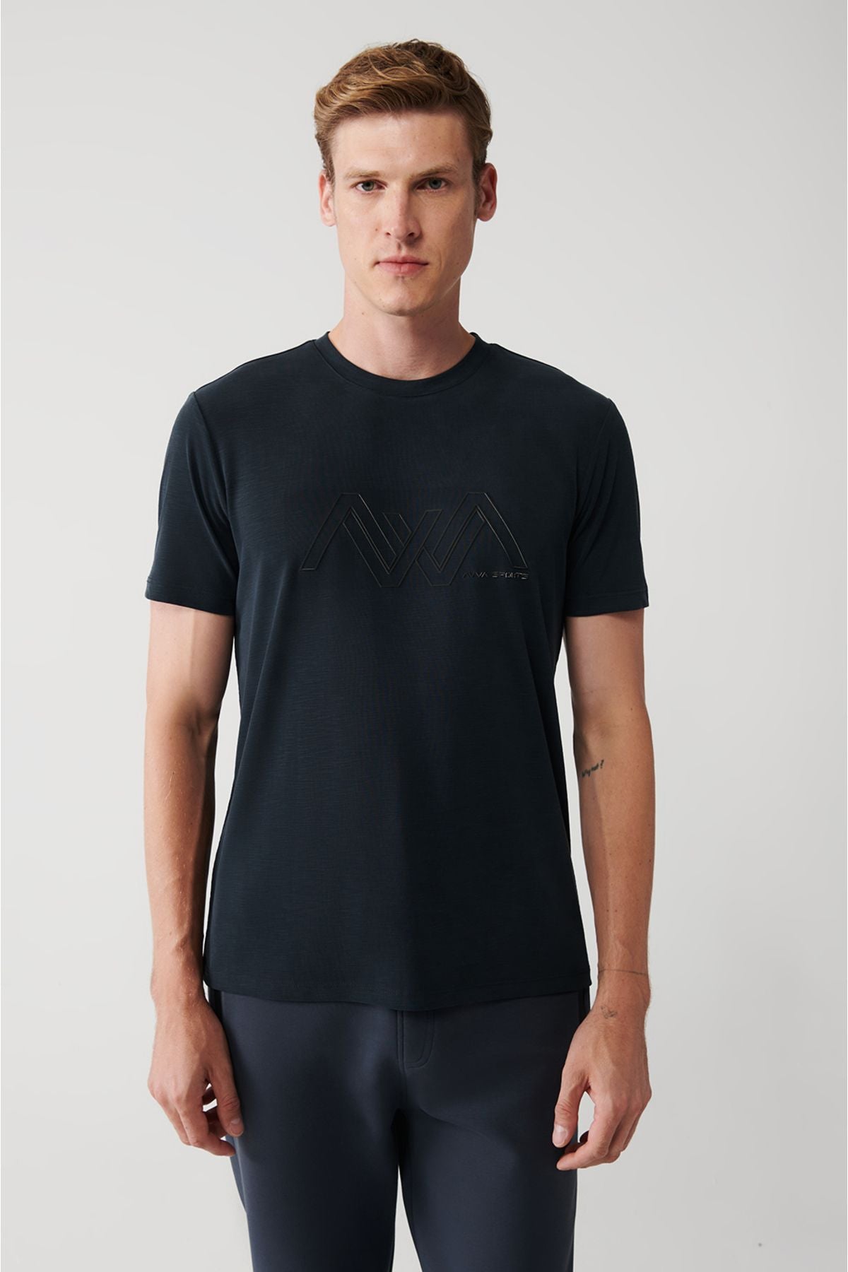 Men's anthracit Soft Touch Bicycle Collar Printed T-Shirt A31y1196