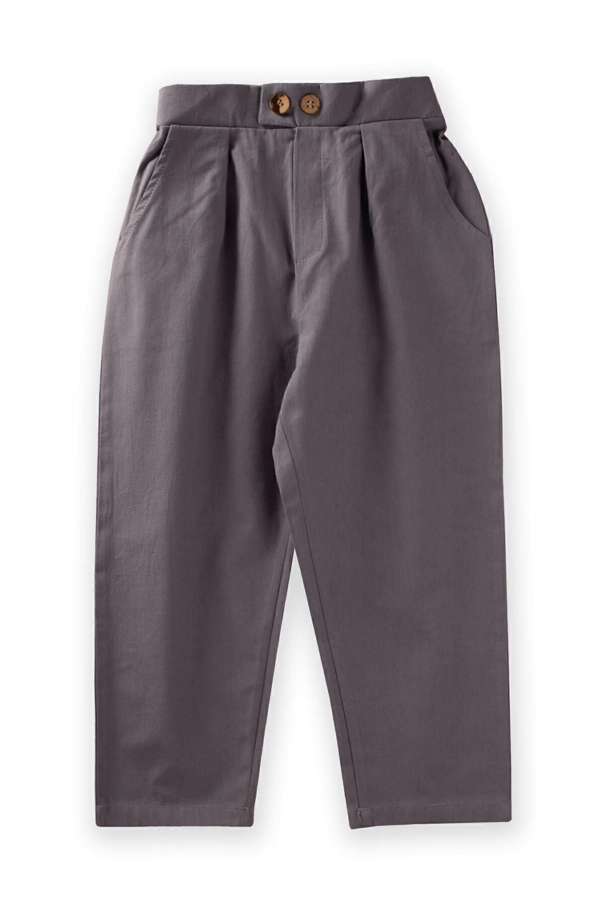 Pleated Boyfriend Pants 2-8 Age Gray