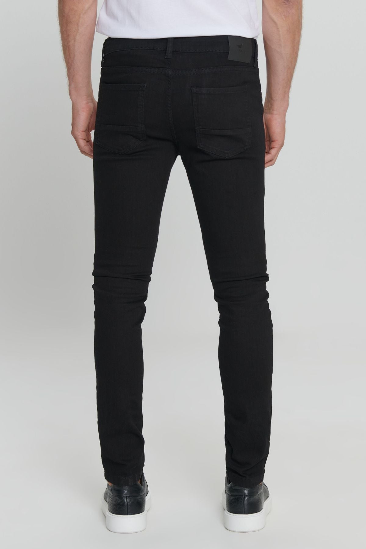 Men's black extra slim fit narrow cut RISS Cotton Flexible Denim Jean Jeans