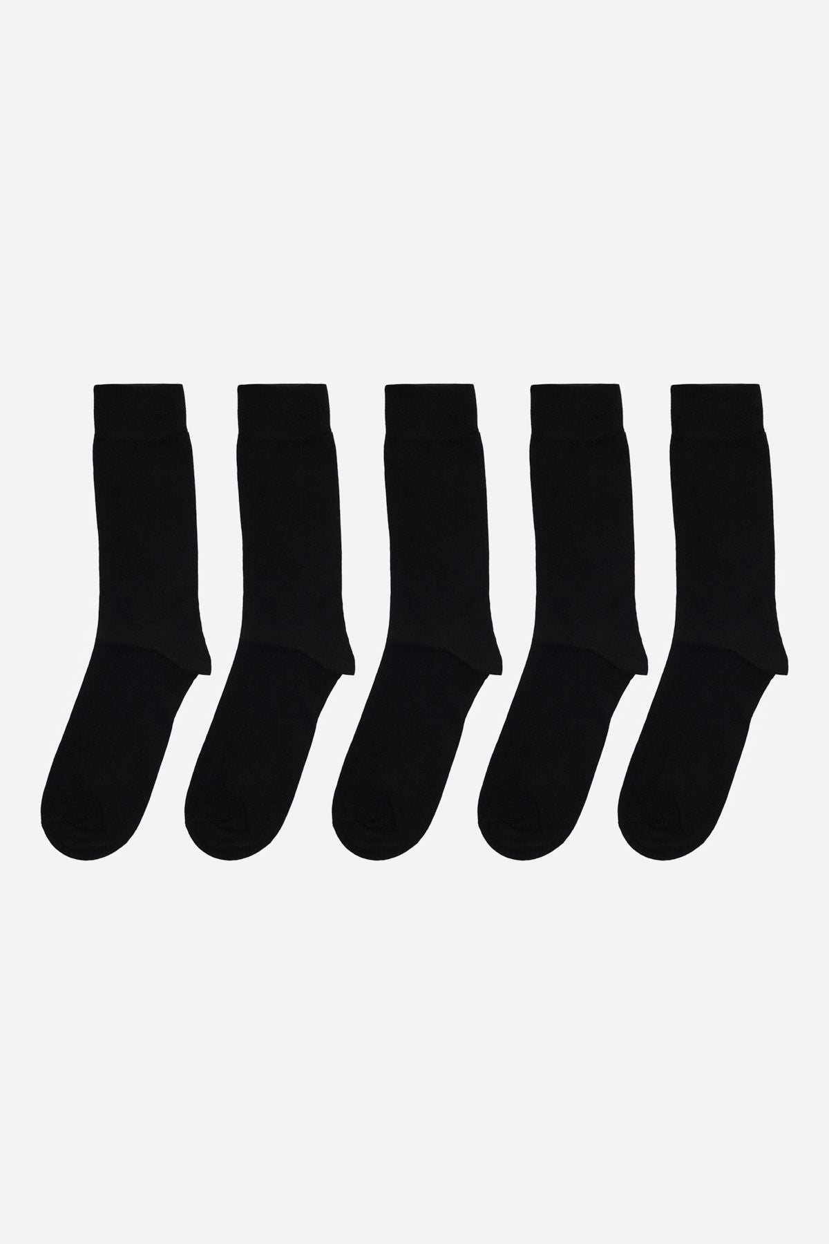 Men's Black 5 Pack Package Cotton Flexible Flat Socket Socks