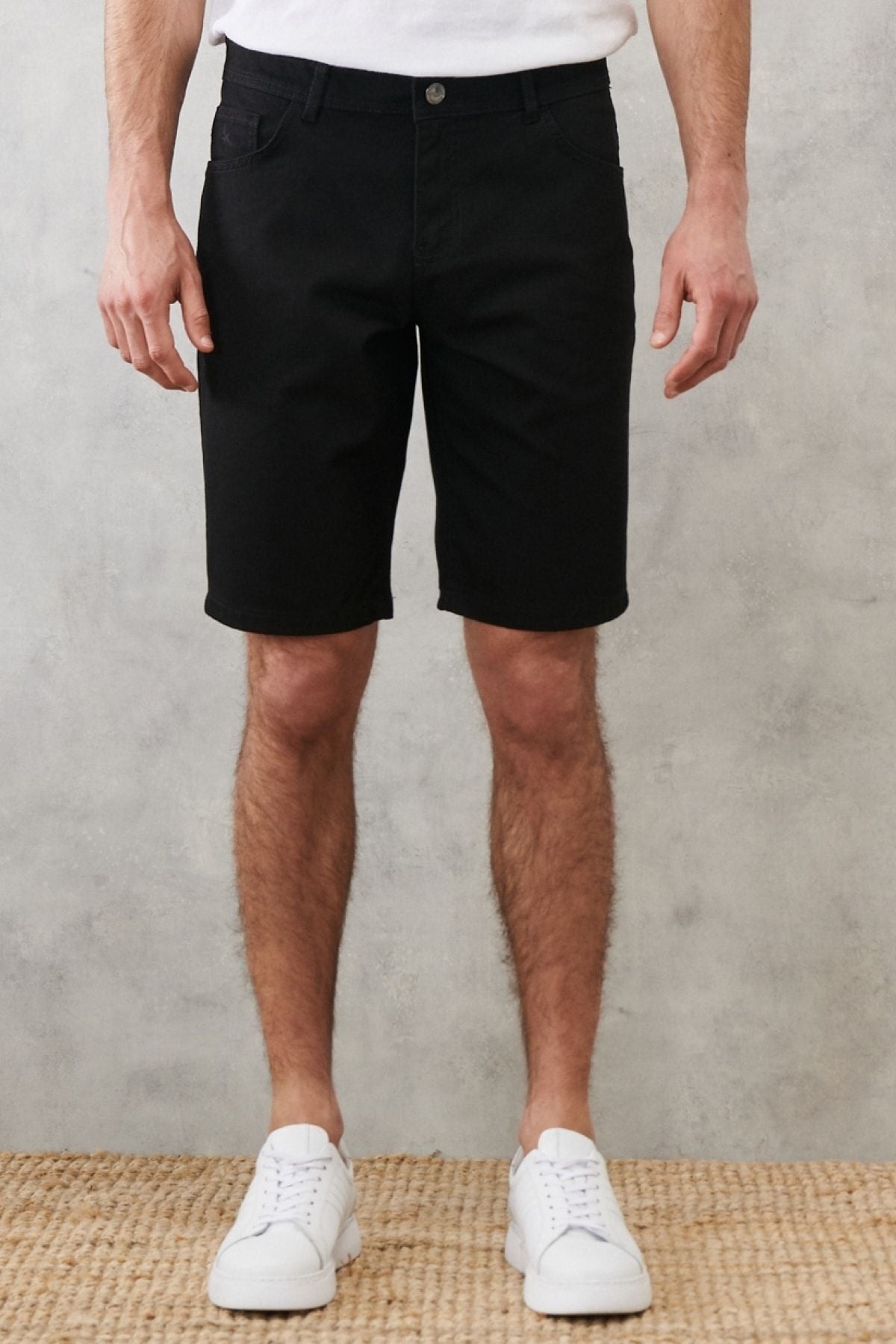 Men's black slim fit narrow -cut Amelor Flexible Flexible 5 Pocket Casual Shorts