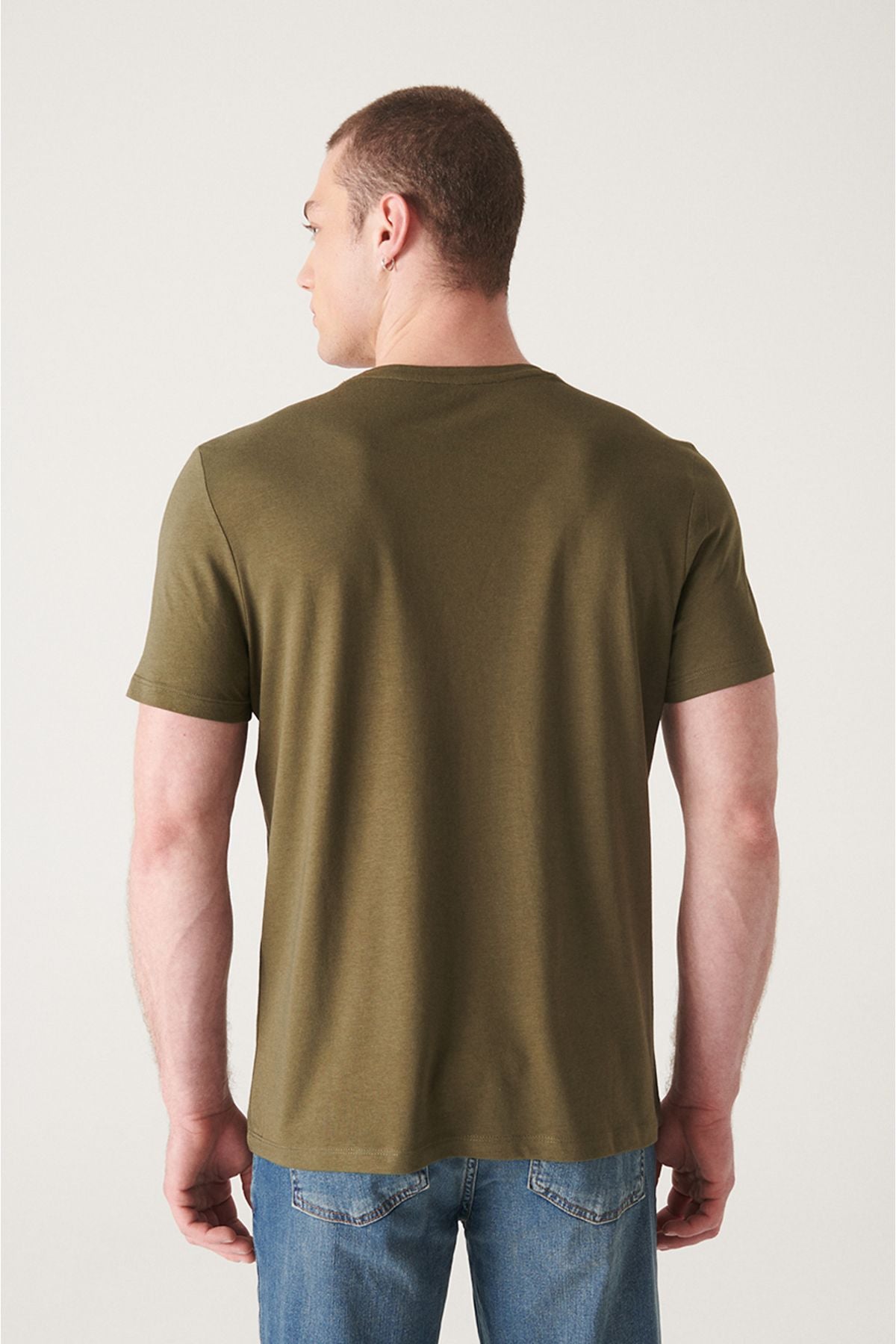 Men's Khaki Ultrasoft Bicycle Cotton Cotton Basic T-Shirt E001171