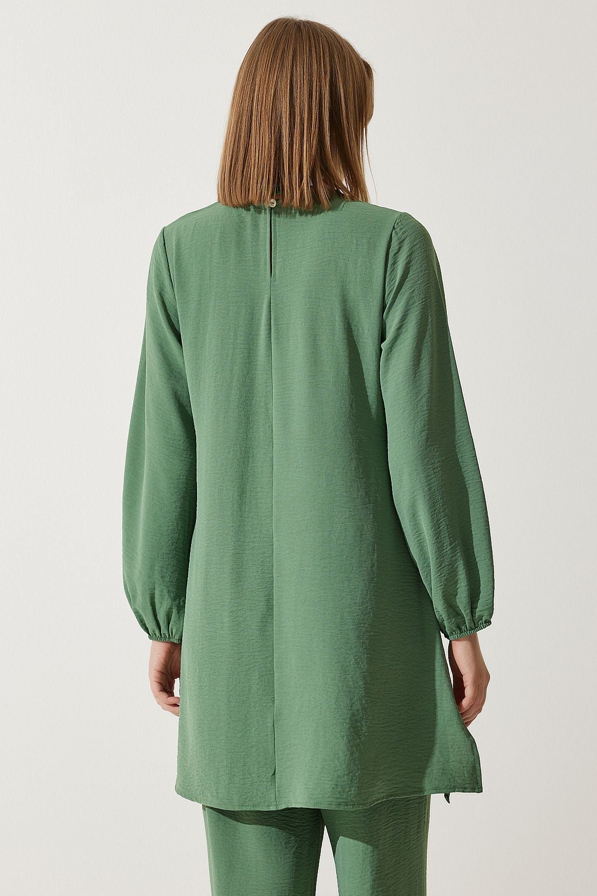 Female Green Duped Tunic Palazzo Knitting Set to00133
