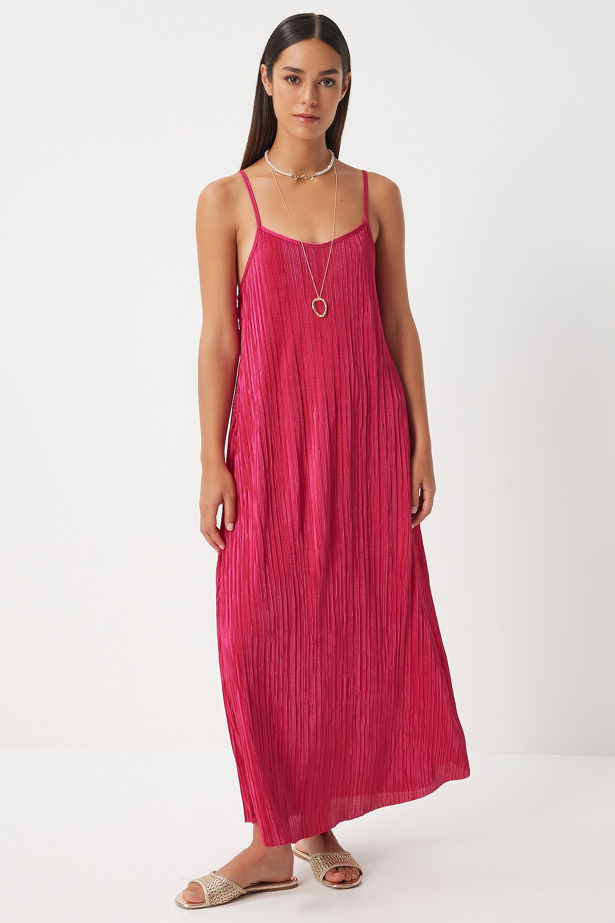 Woman Dark Pink Hanger Polis Summer Casual Knitting Dress FN03201