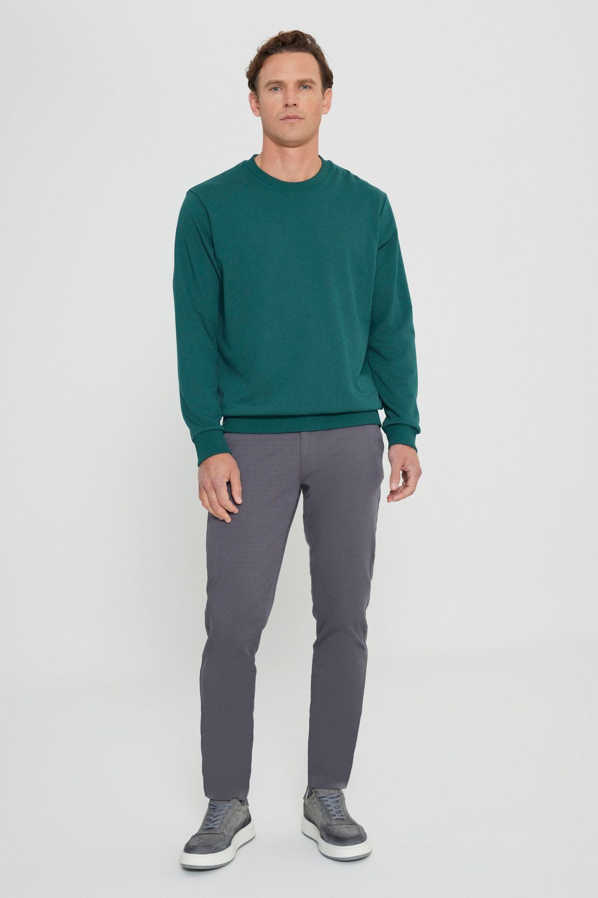 Men's Dark Green Standard Fit Normal Cut Normal Cycling Cycling 3 IP Cotton Sweatshirt