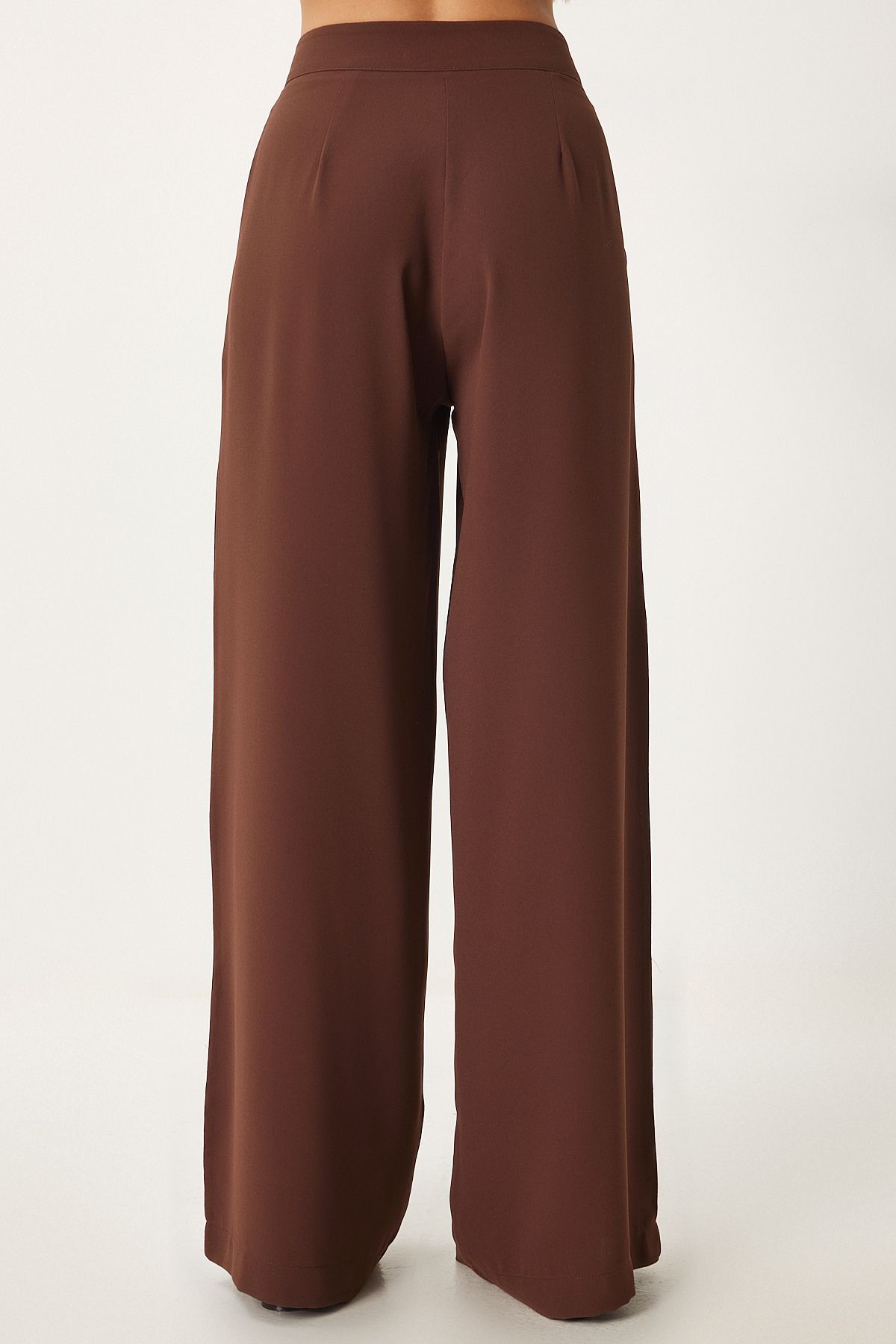 Women's brown pocket weaving palazzo pants ul00052