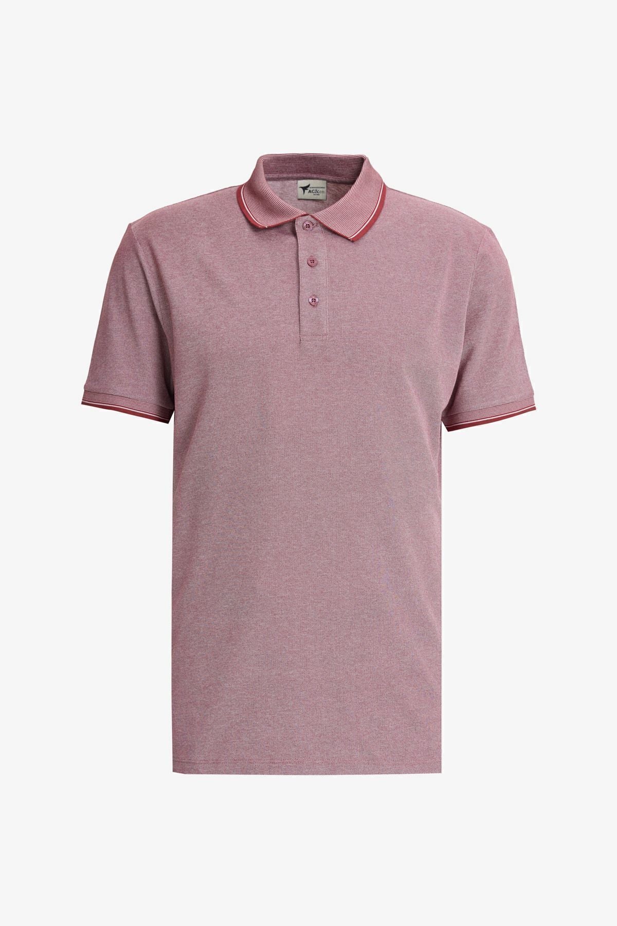 Men's burgundy-open black-open navy blue 3-point-free cotton slim fit curved Polo Yaka Basic T-shirt