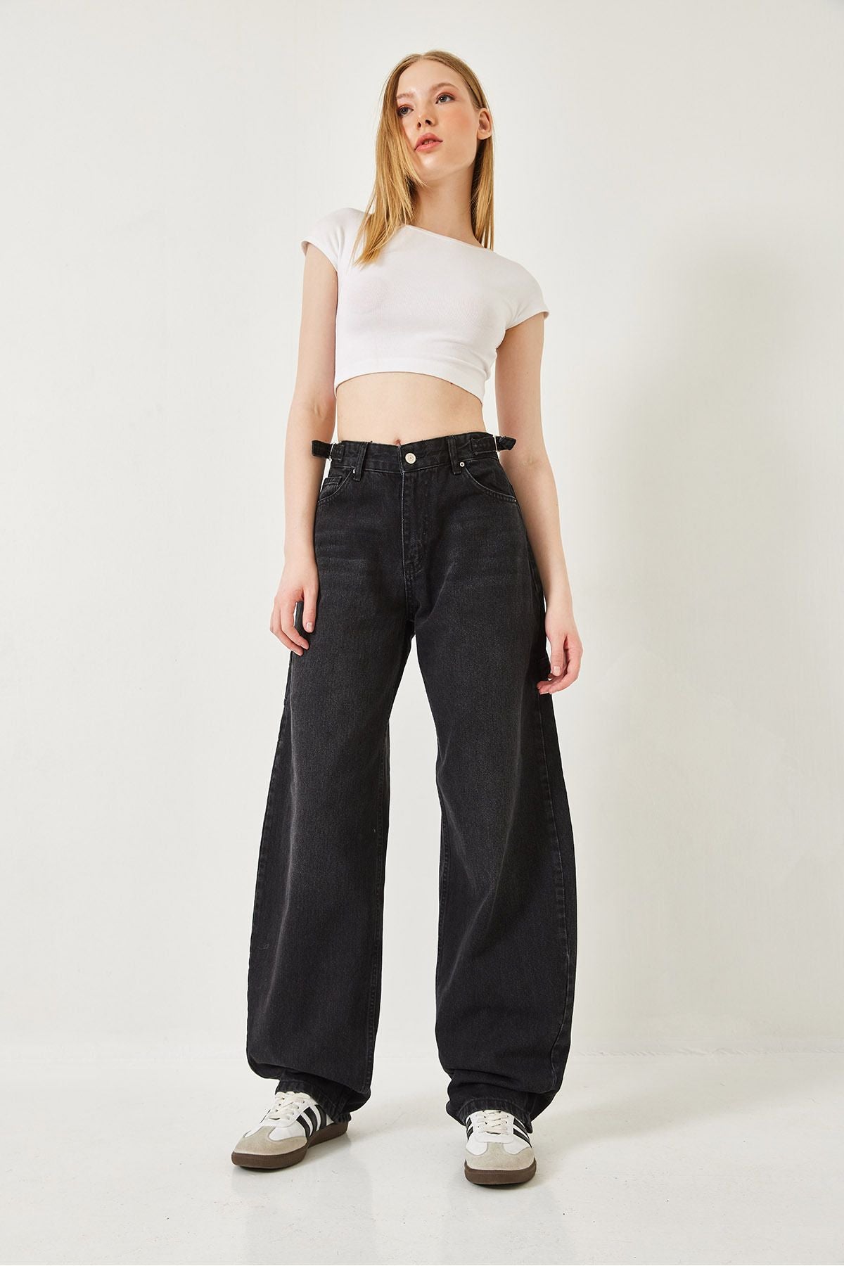 Women's Side Apolele Baggy denim pants 390-ykm 60261306