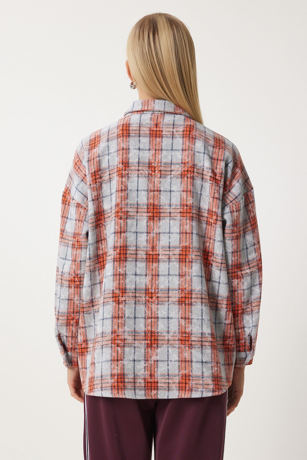 Women's Gray Square Jacquard Woven Shirt to00155