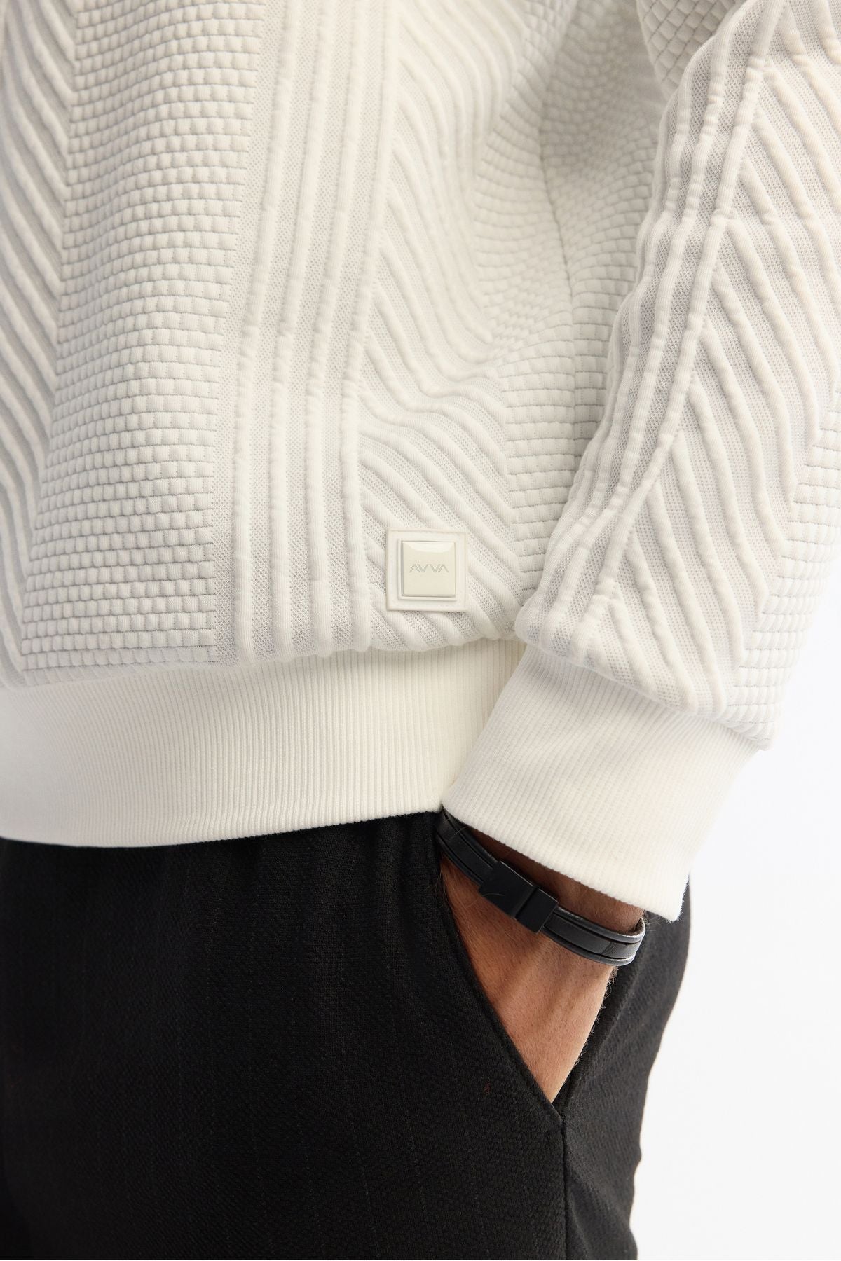 Male Ecru Bicycle Collar Printed Sweatshirt A42y1279