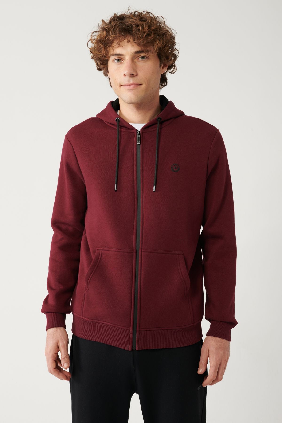 Men's Dark Bordeaux Hooded 3 -Triple Zippered Sweatshirt E001019