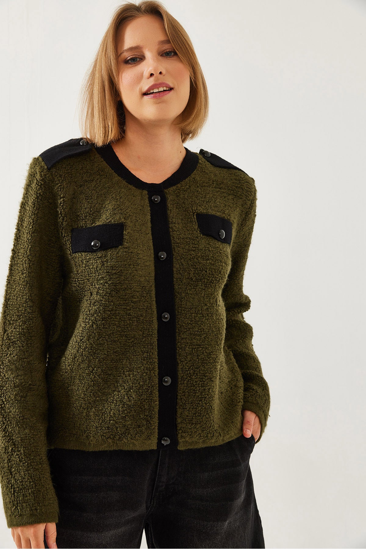 Women's Buttoned Pocket Cardigan 241055 60251983