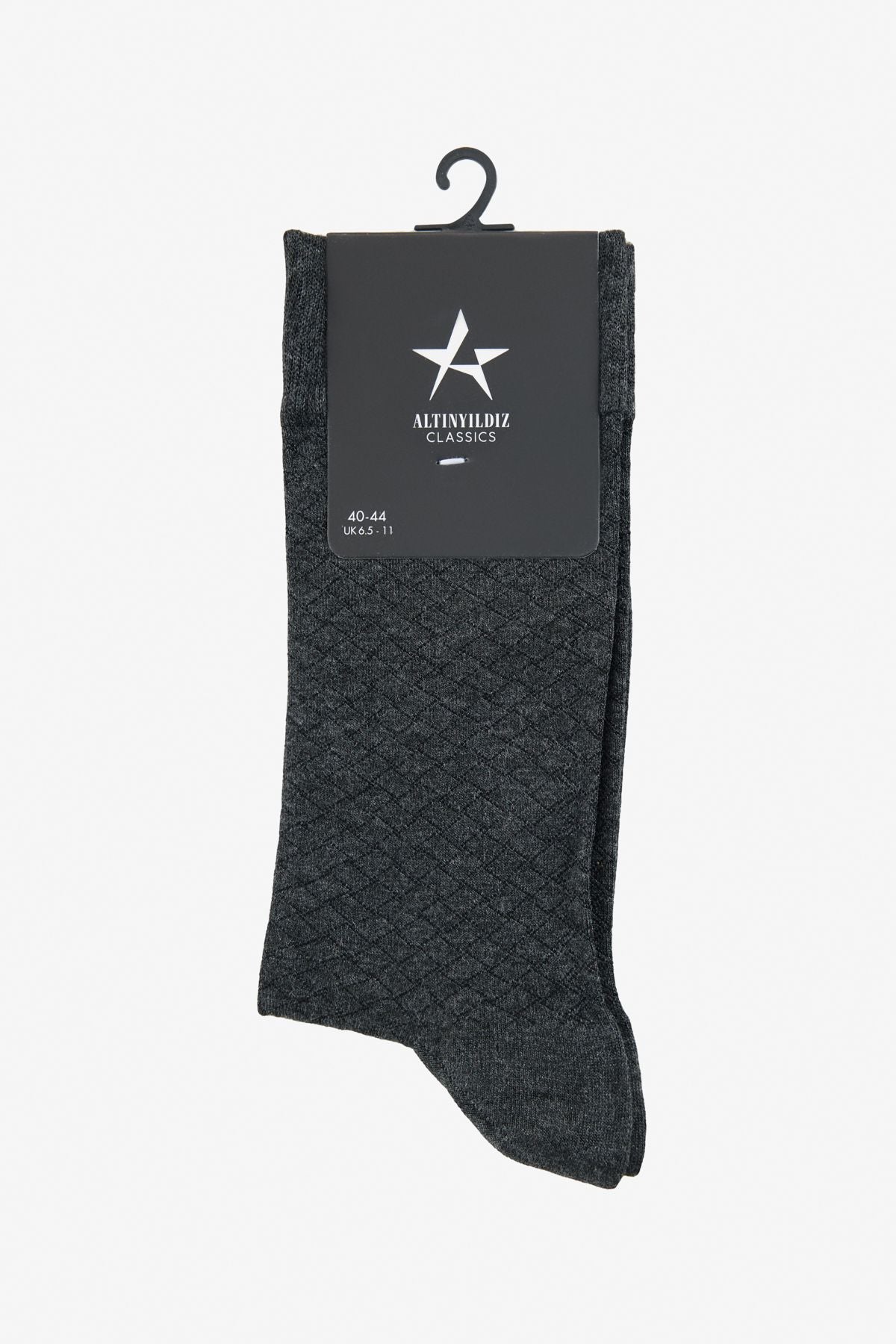 Men's anthracite cotton patterned single socks