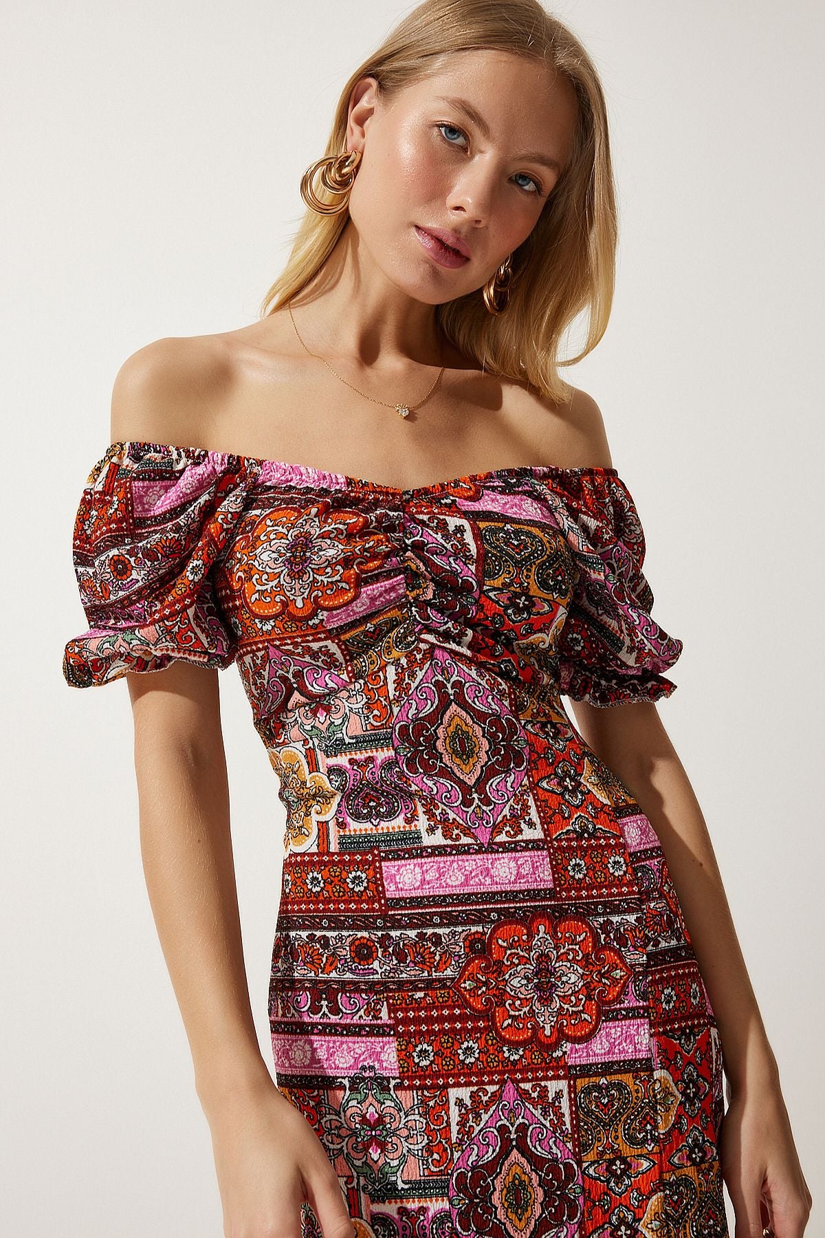 Women's Tile Elastic Carmen Capina Summer Dress MC00172