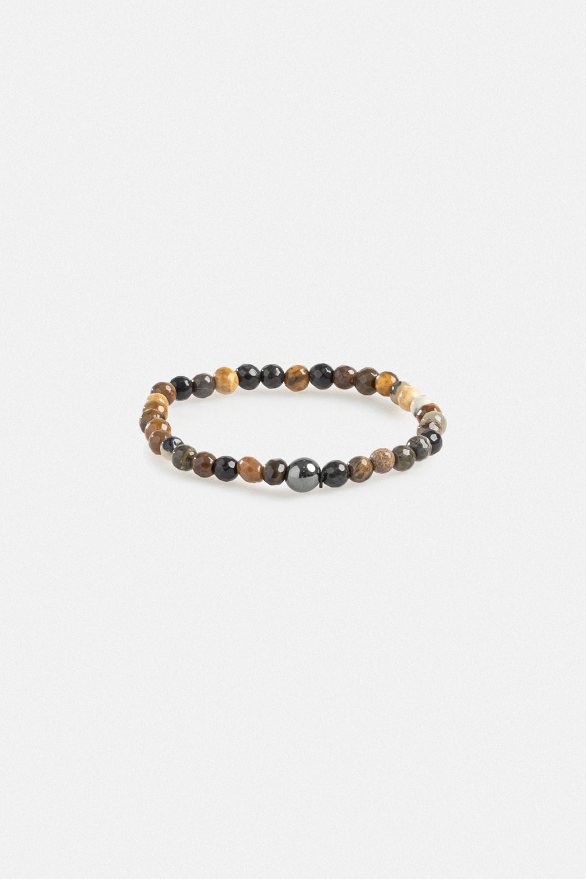 Men's Brown 2 %100 Leather and Tiger Stone Bracelet A41y9605