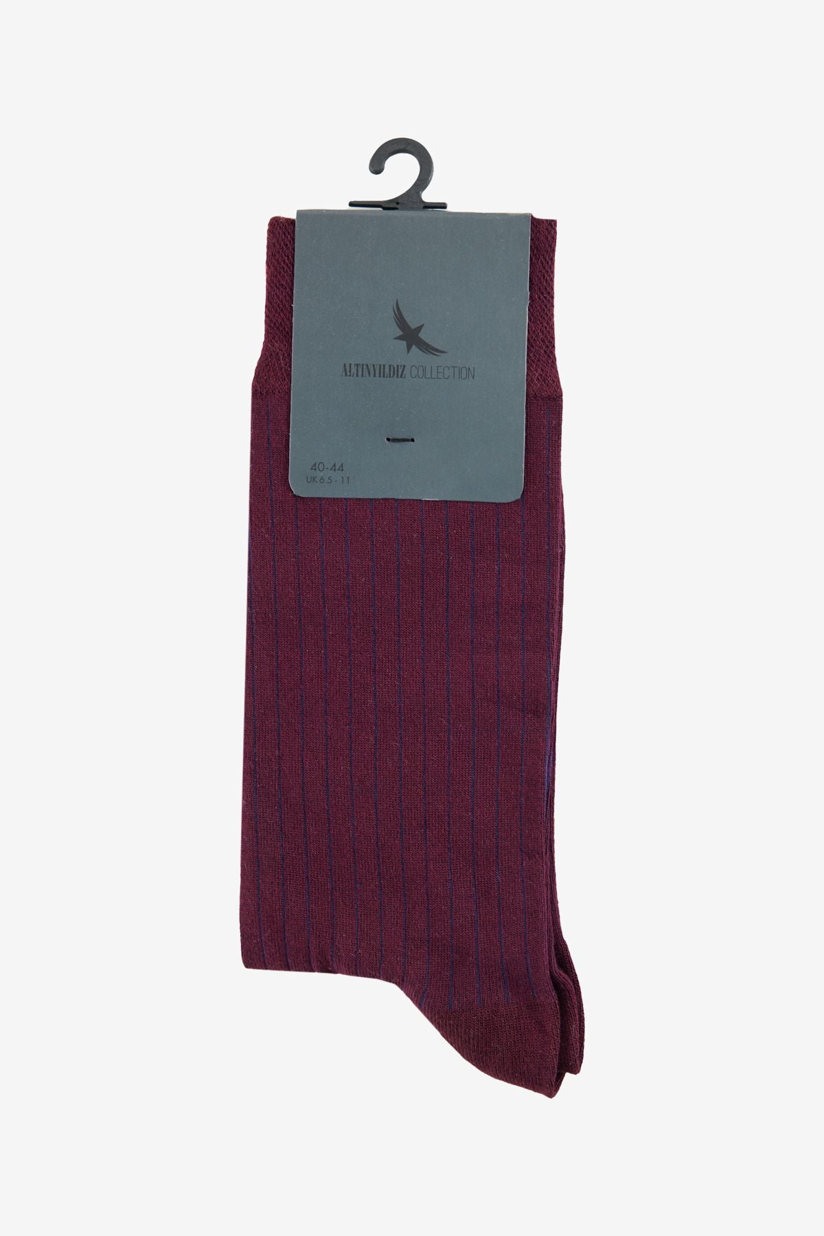 Men's Bordeaux-Navy Blue Patterned Single Socks