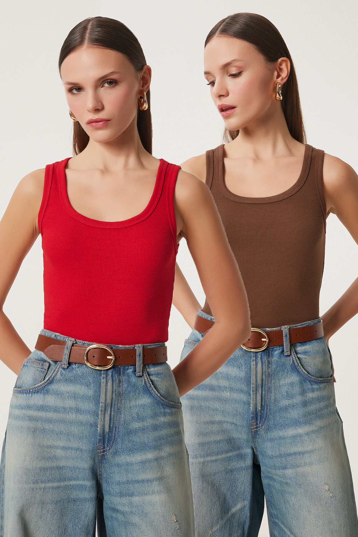 Female Brown Red 2 Piece Wicks Thick Strap Knitted Athlete HJ00010