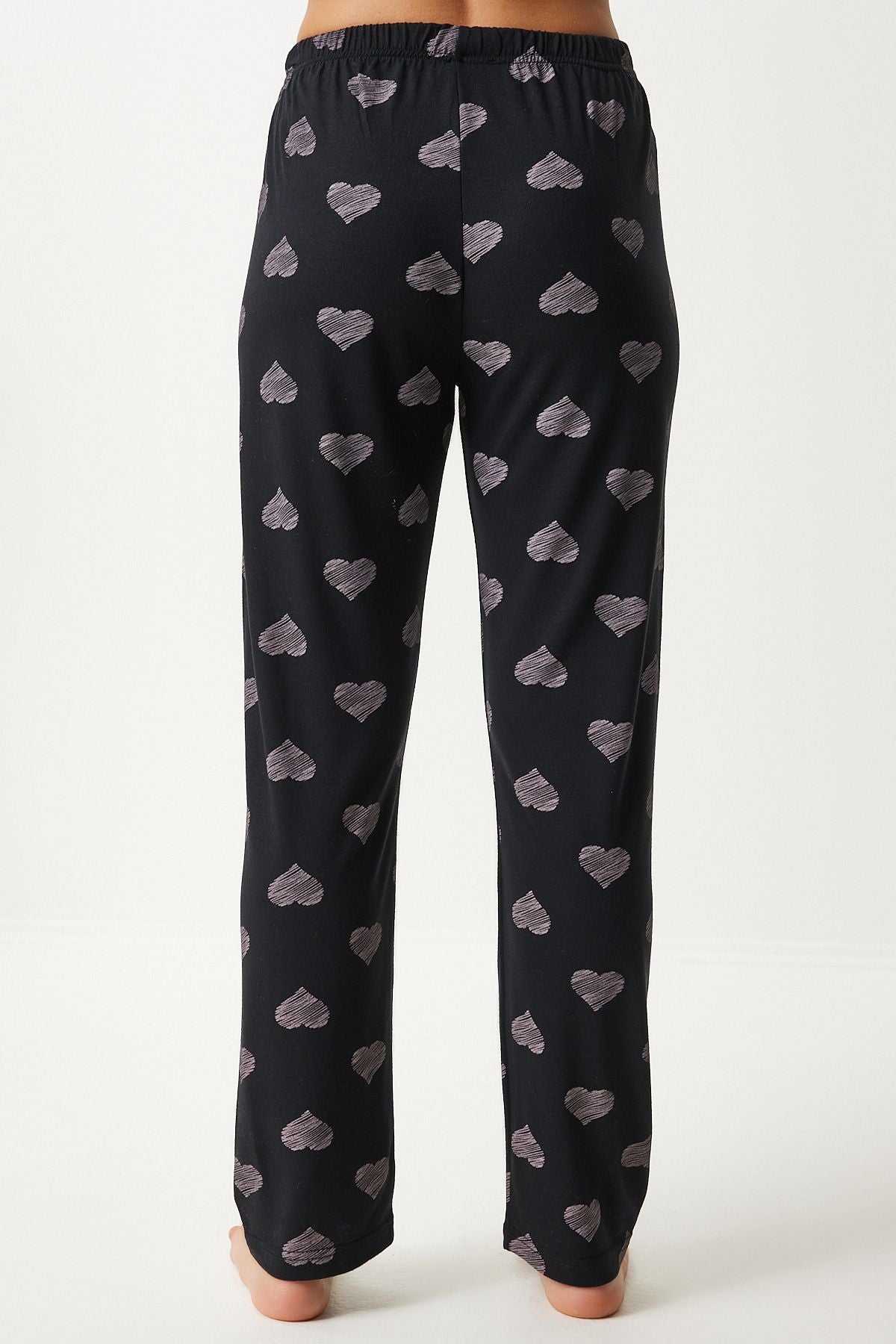 Female Black Heart Shirt Pants Pajama Set EC00042