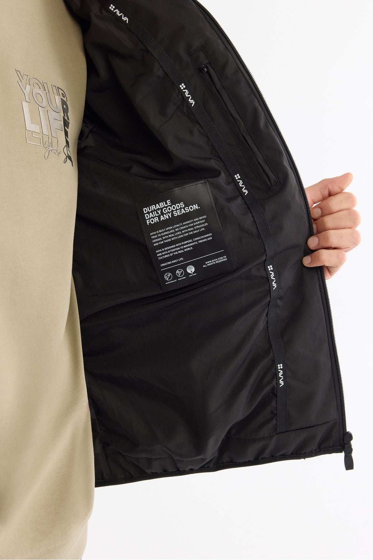 Men's black hooded water -driven windproof transport hanger Mont A42y6041