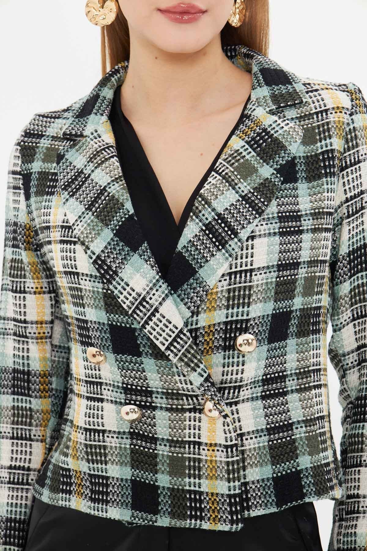 Female Mint-Blaz Cruve Yaka Tüvit Crop jacket ARM-24K001014