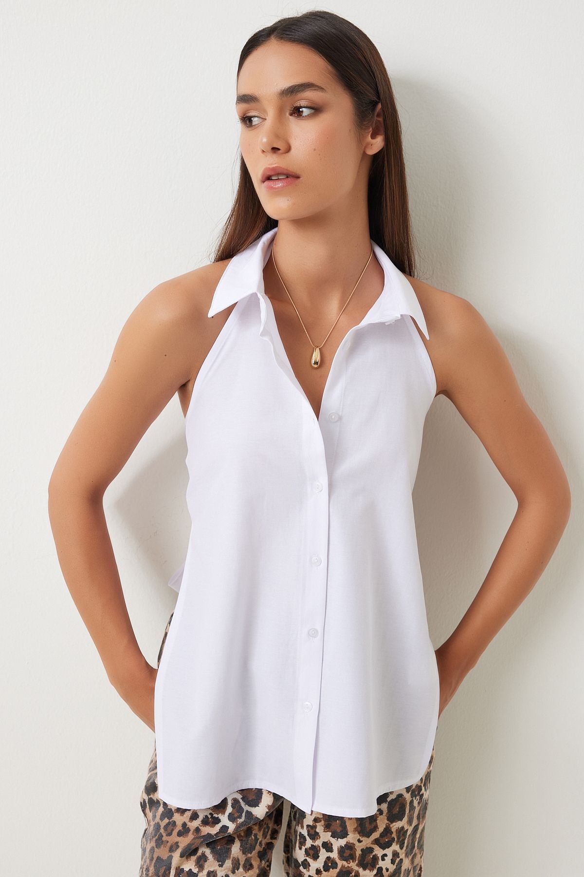 WOMEN WHITE BACK LIKE POPLIN SHIRT UL00029