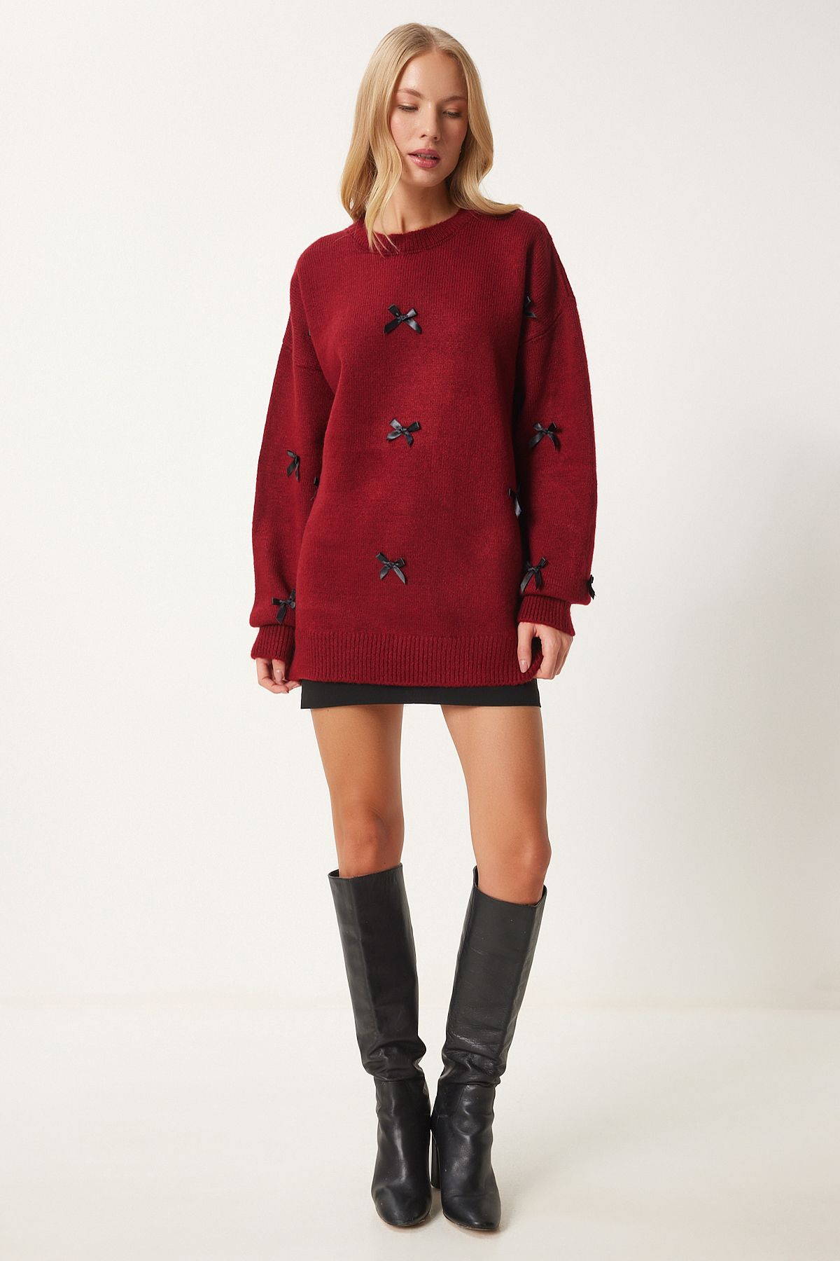 Women's Bordeaux Bow Triko Sweater SV00013