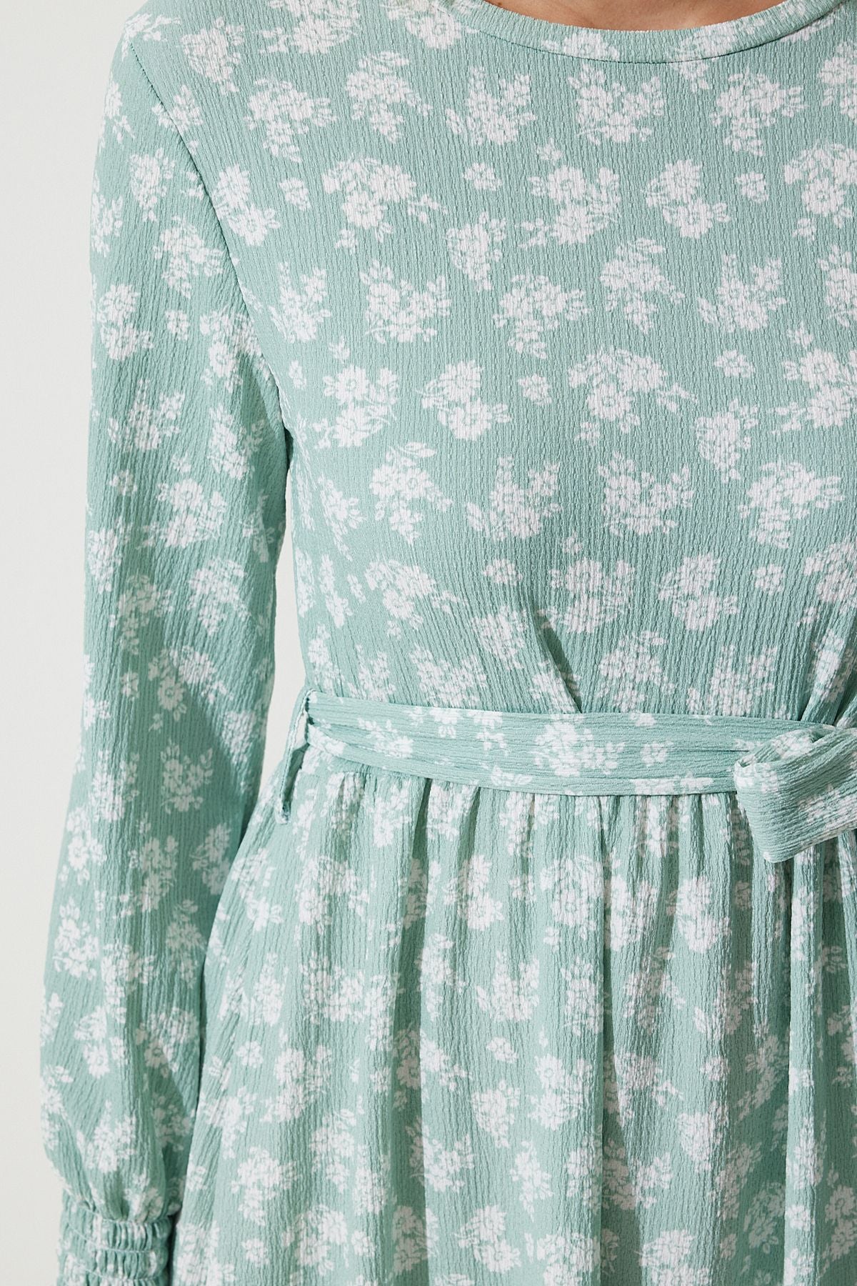 Women's Water Green Flowering Summer Long Knitting Dress DD01322