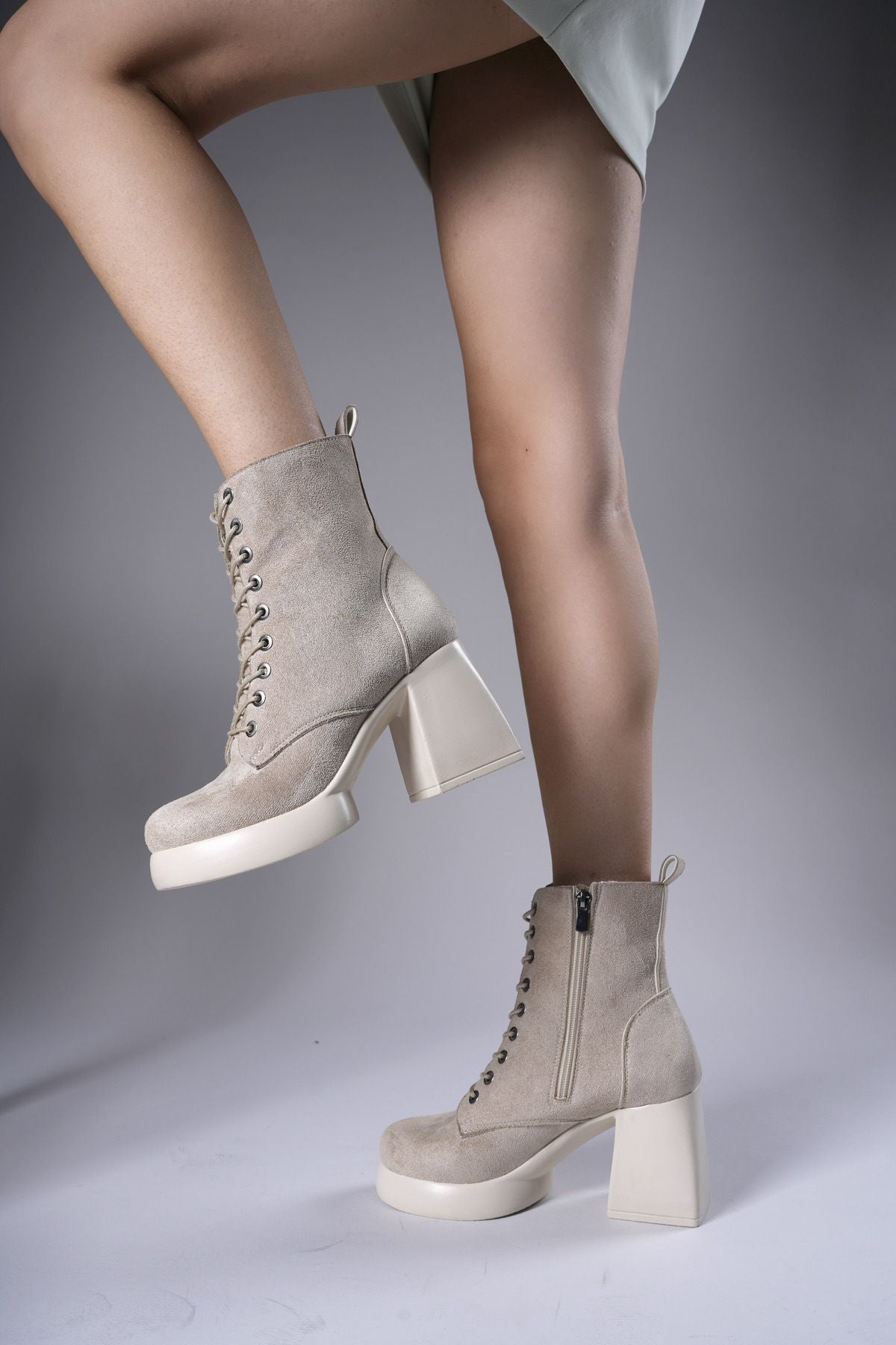 ISELORA Women Heels Bot 0012475 Cream Süet