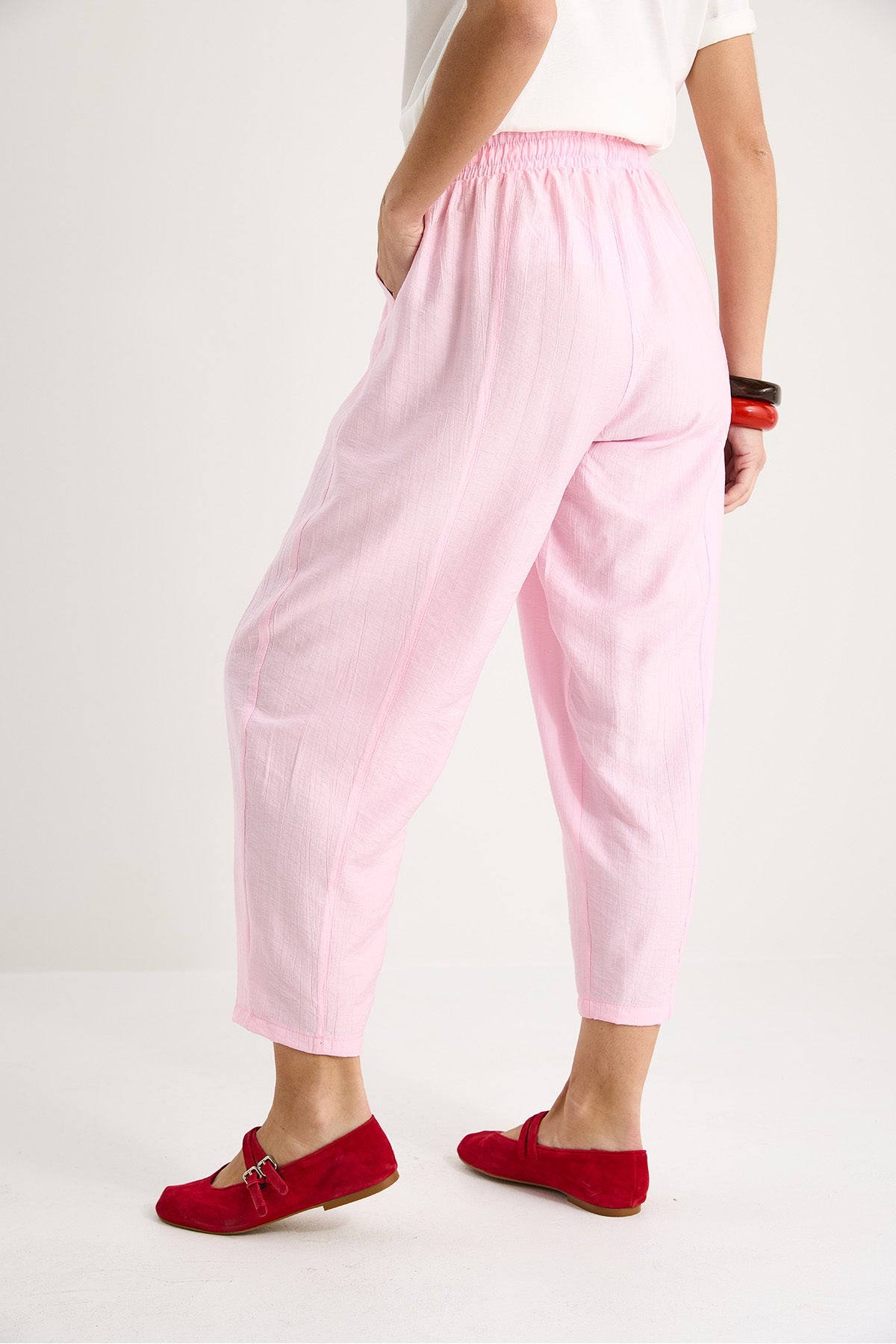 Women's Tie Waist Pocket Detailed Carrot Cut Summer Trousers 3878 60281041