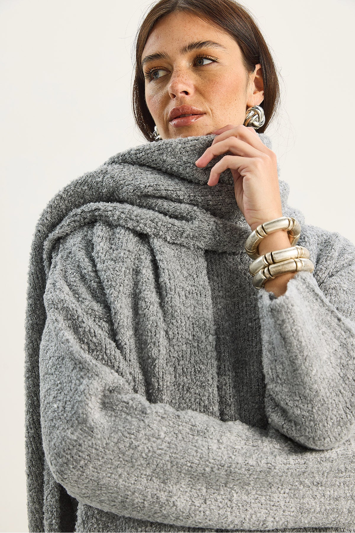 Kadın Yumuşak Dokulu Rahat Kesim Atkılı Triko Takım 2480 60283755