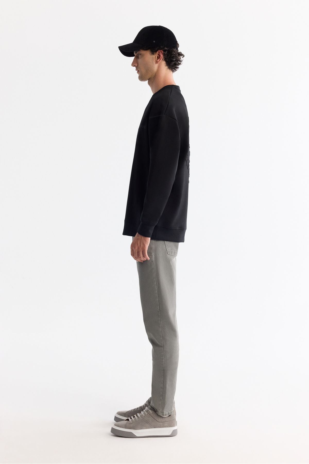 Men's black bike collar elastan sweatshirt a42y1248