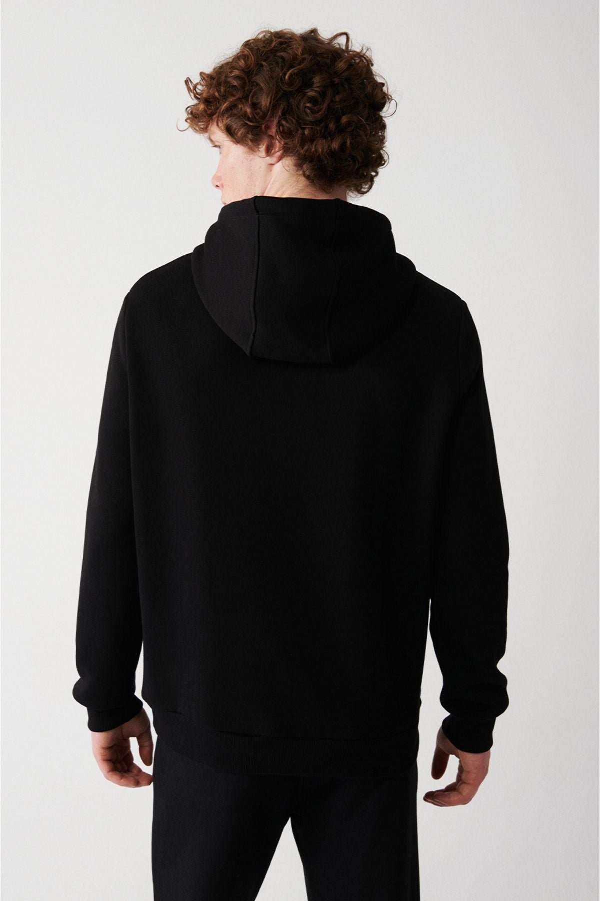 Men's black hooded 3 -IP cotton swine sweatshirt E001018