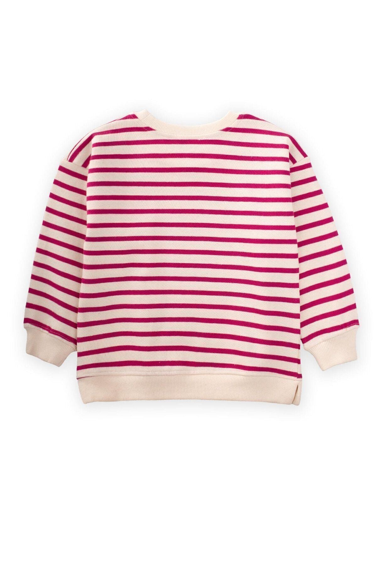 Striped karyoka detailed seasonal sweat 2-12 age fuchsia