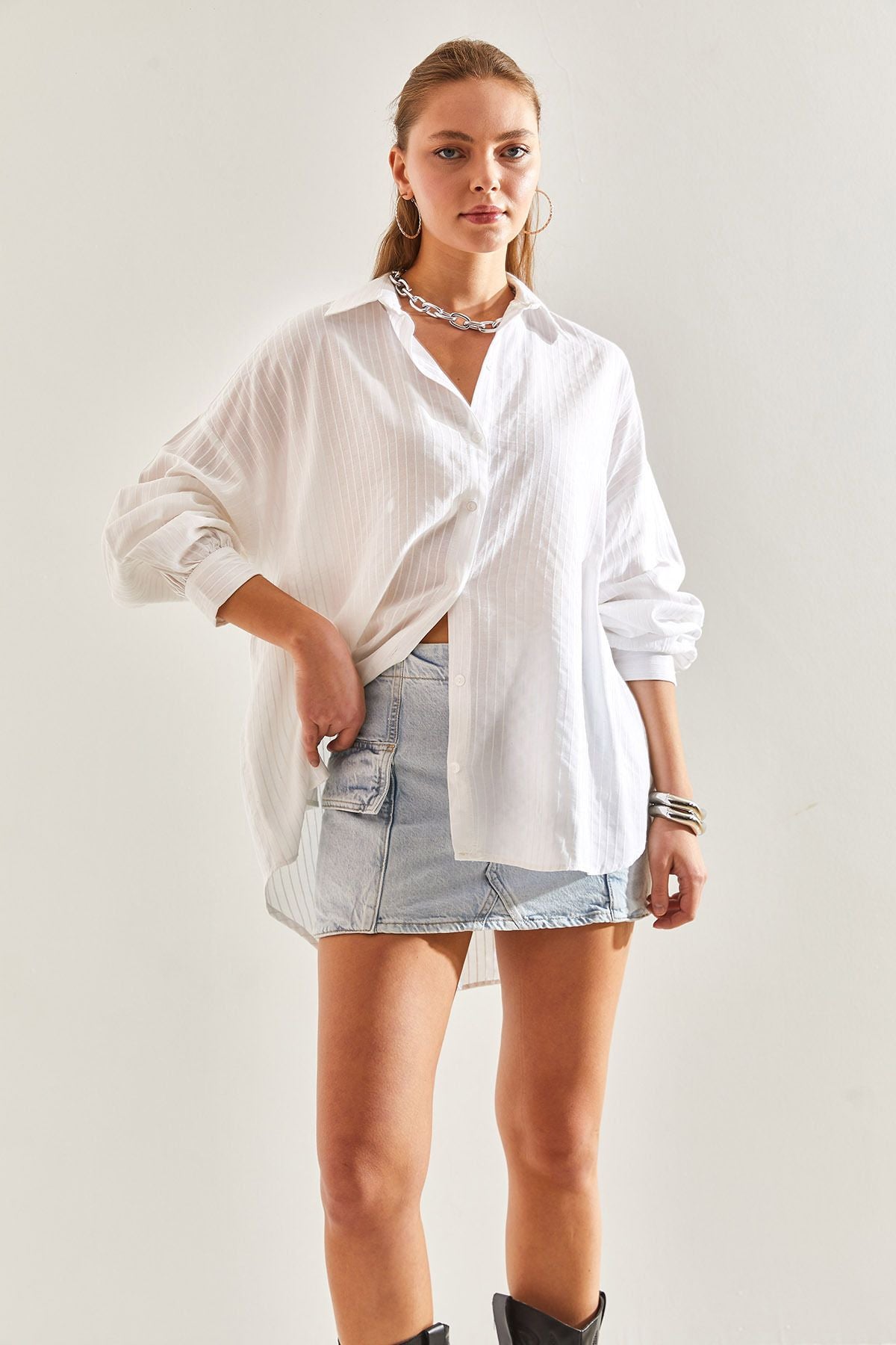 Female Jacquard Linen Shirt 60171028