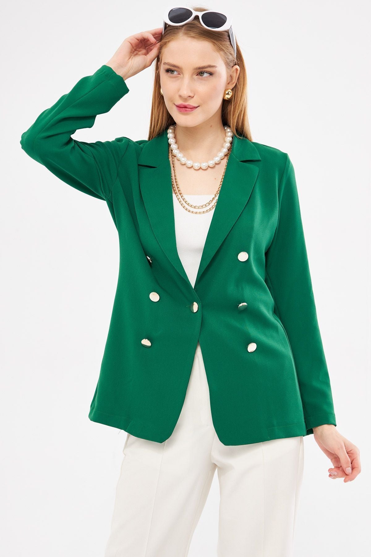 Female emerald button jacket ARM-20K001151
