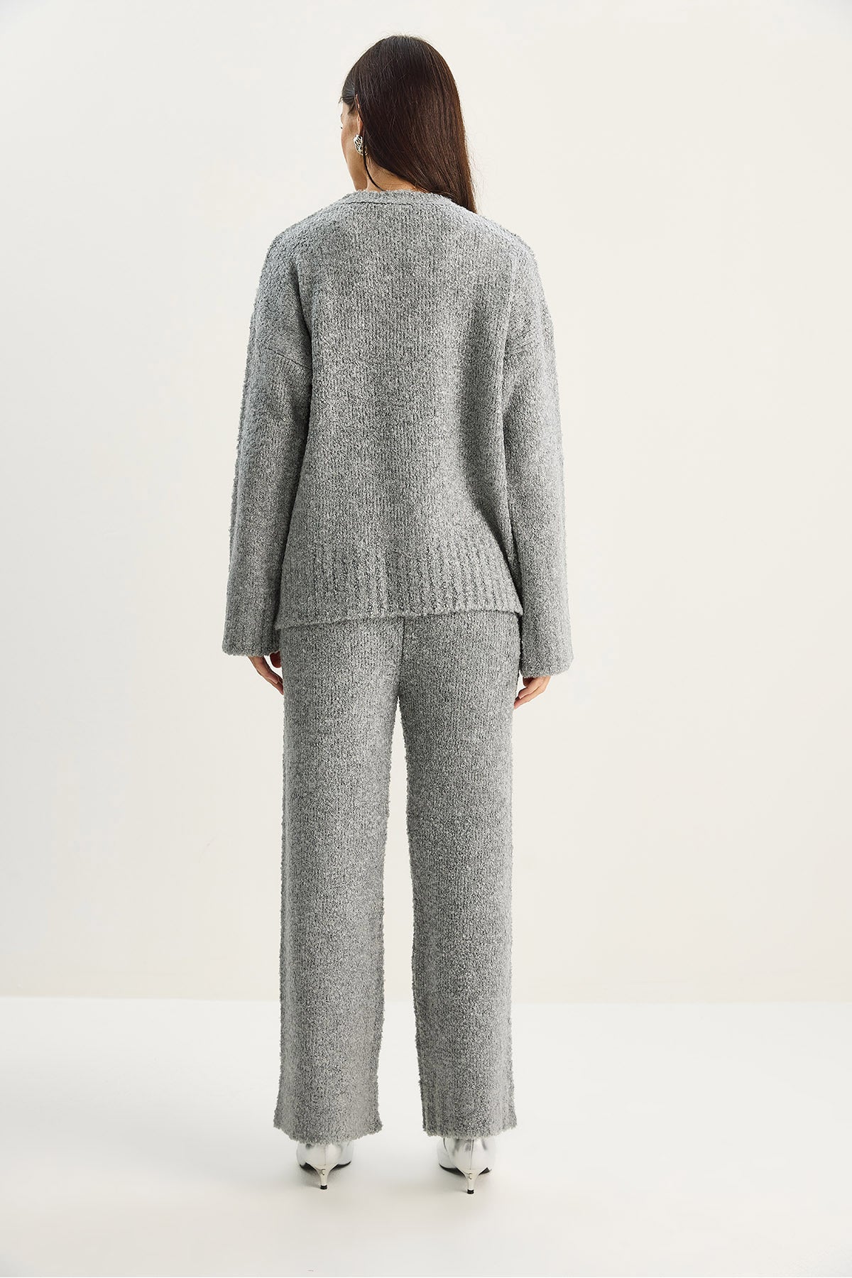 Kadın Yumuşak Dokulu Rahat Kesim Atkılı Triko Takım 2480 60283755