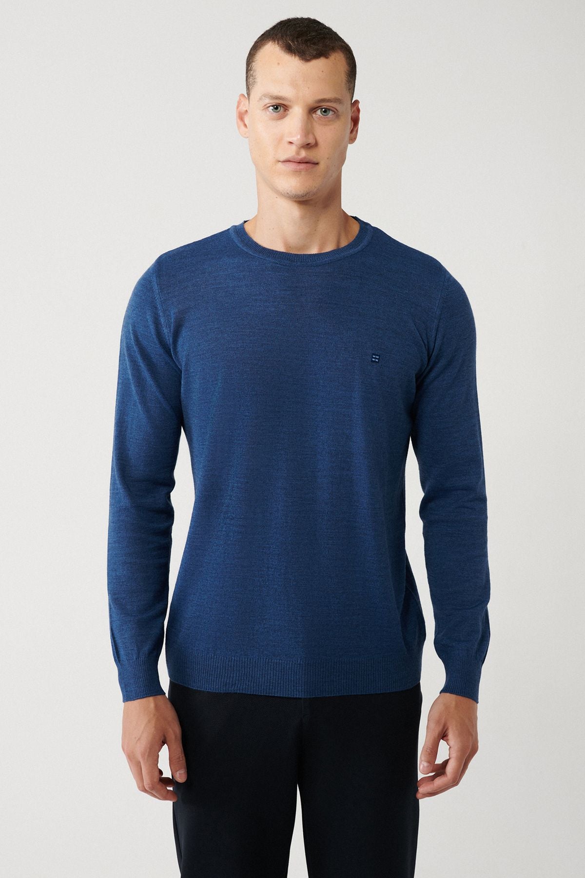 Men's Indigo Bicycle Bike Wool Mixed Knitwear Sweater B005013