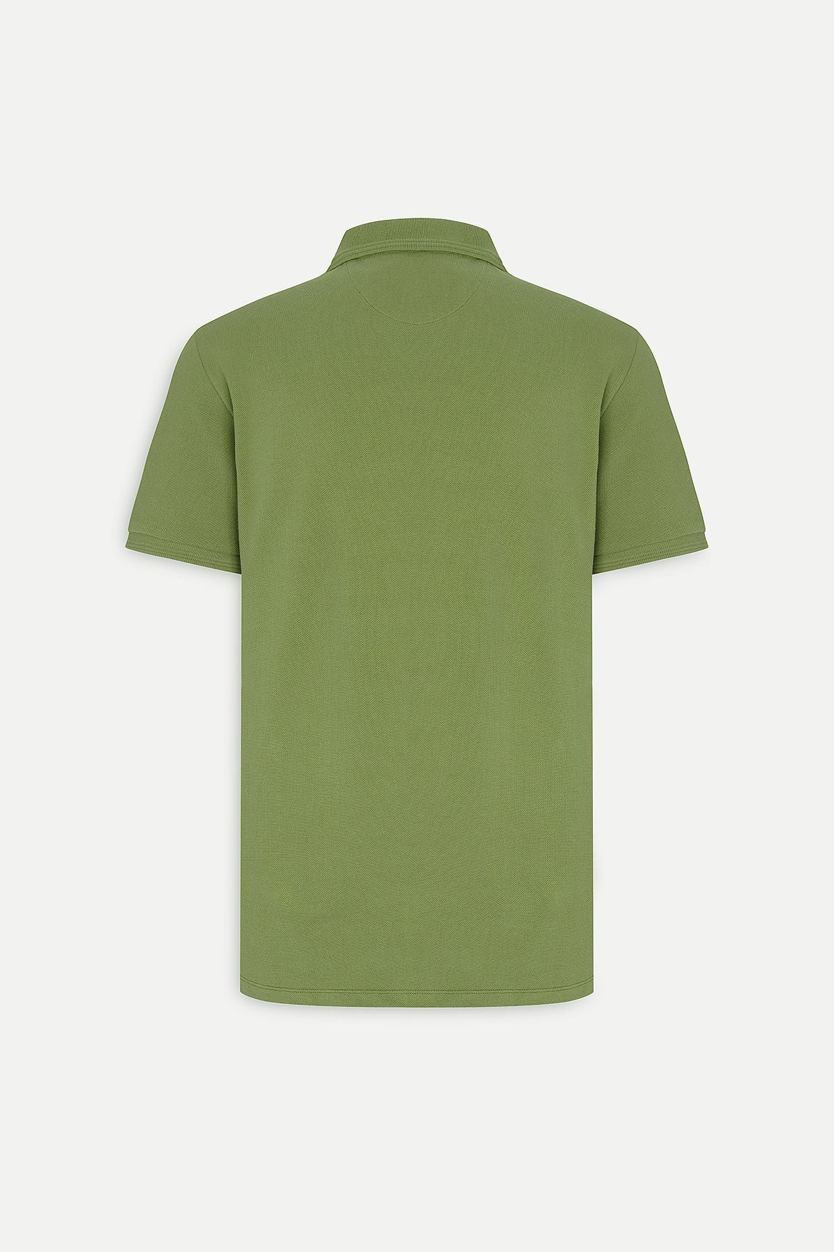 Men's green slim fit narrow cut polo collar 100 %cotton short sleeve t -shirt