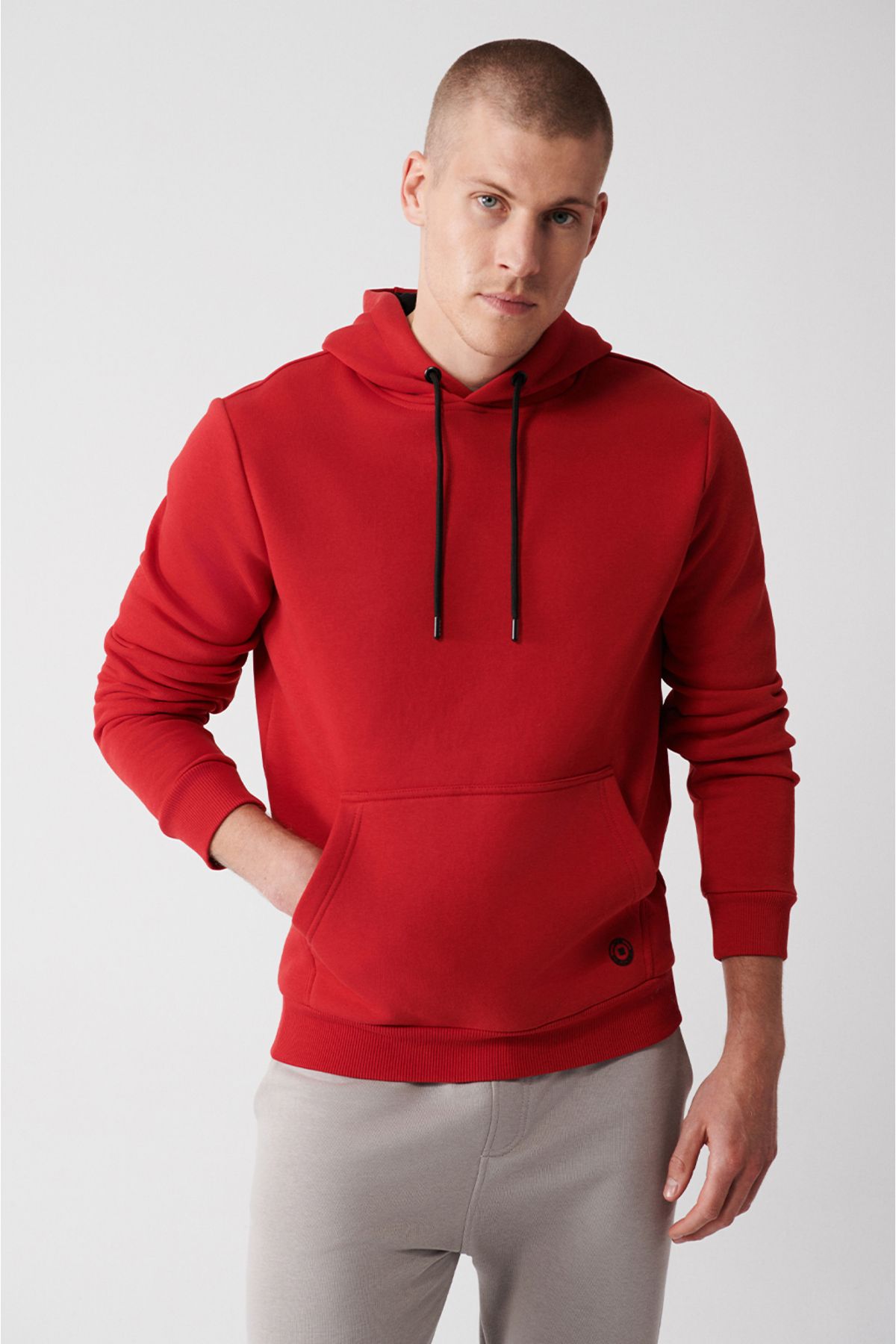 Men's red hooded 3 -IP cotton Sweatshirt E001018