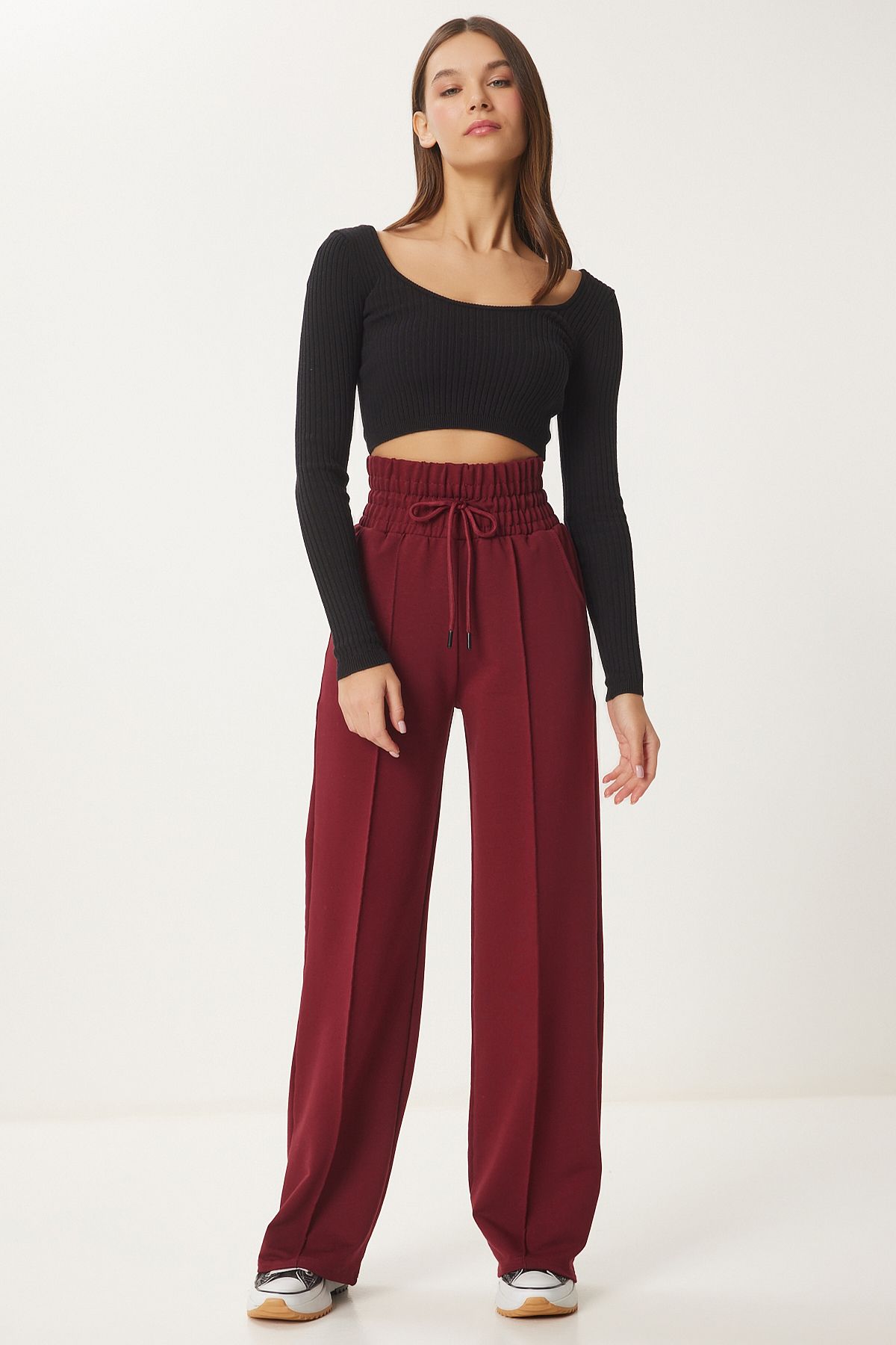 Female Bordeaux Pocket Basic Knitting Tracksuit Six XR00018