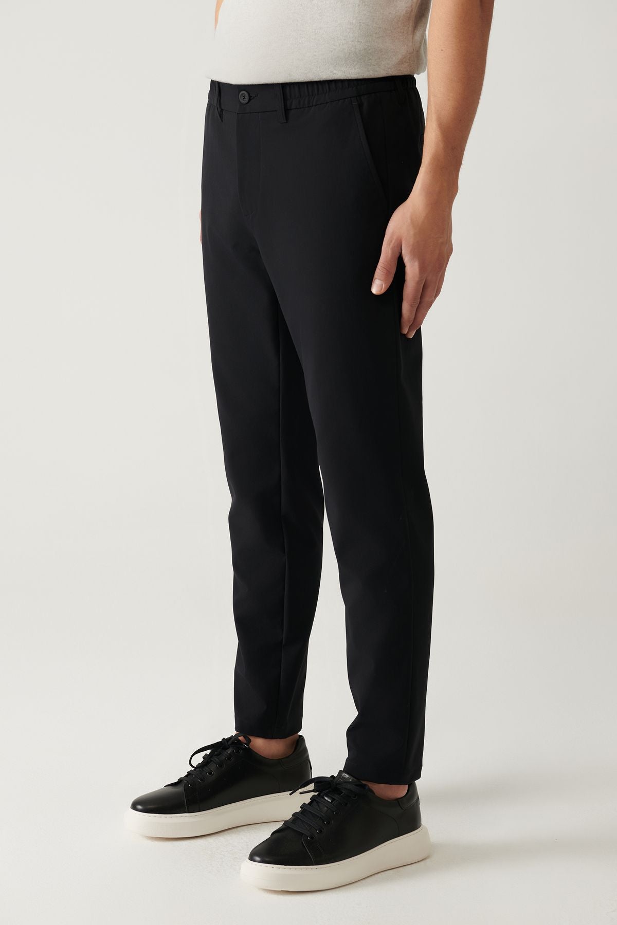 Men's black waist rubber 360 degrees flexible technical fabric pants A41y3077